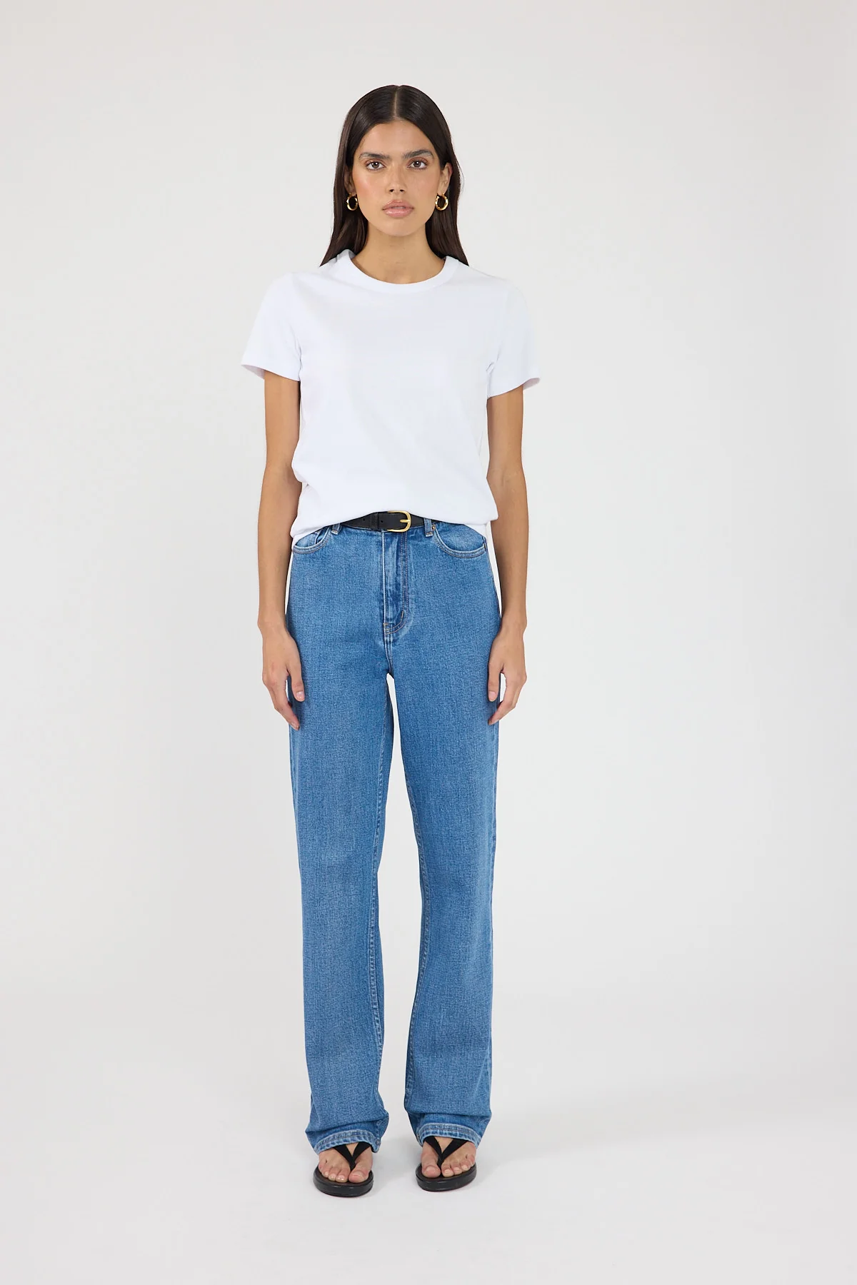 Perfect Stranger High Rise Slim Leg Jeans Mid Blue Denim