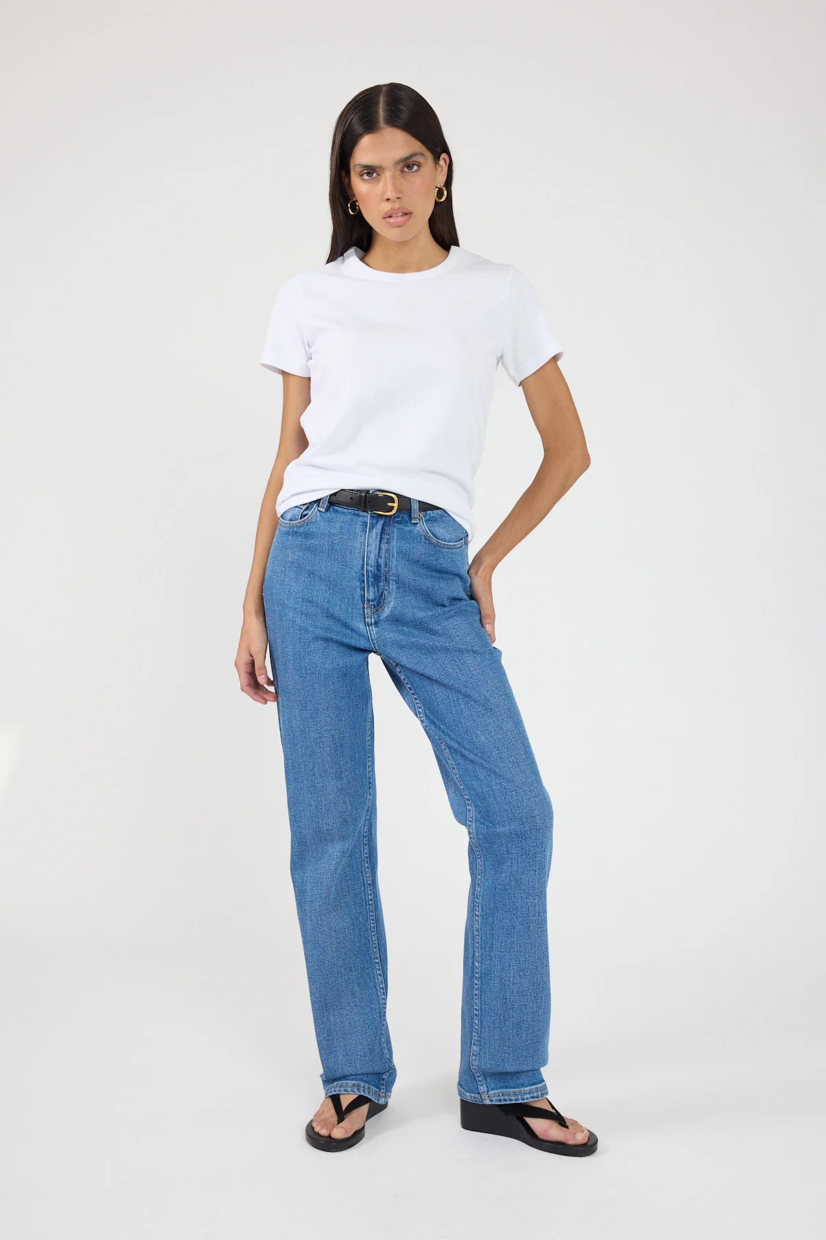 Perfect Stranger High Rise Slim Leg Jeans Mid Blue Denim - Image 4