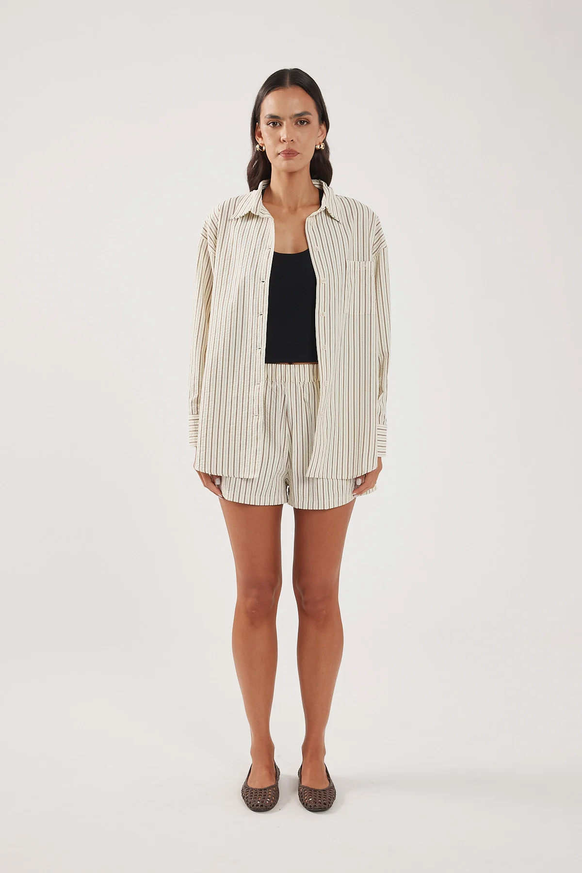 Perfect Stranger Hollis Oversized Shirt Cream Stripe