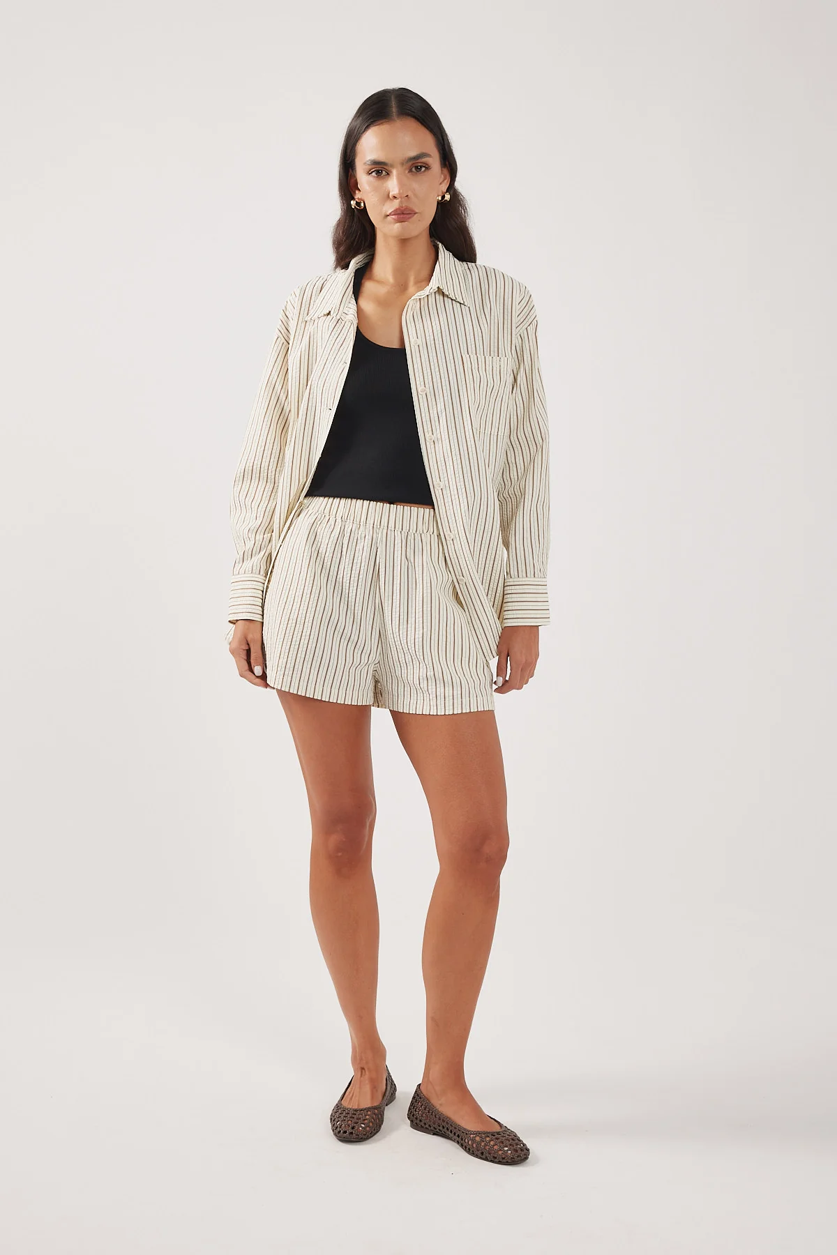 Perfect Stranger Hollis Oversized Shirt Cream Stripe - Image 4