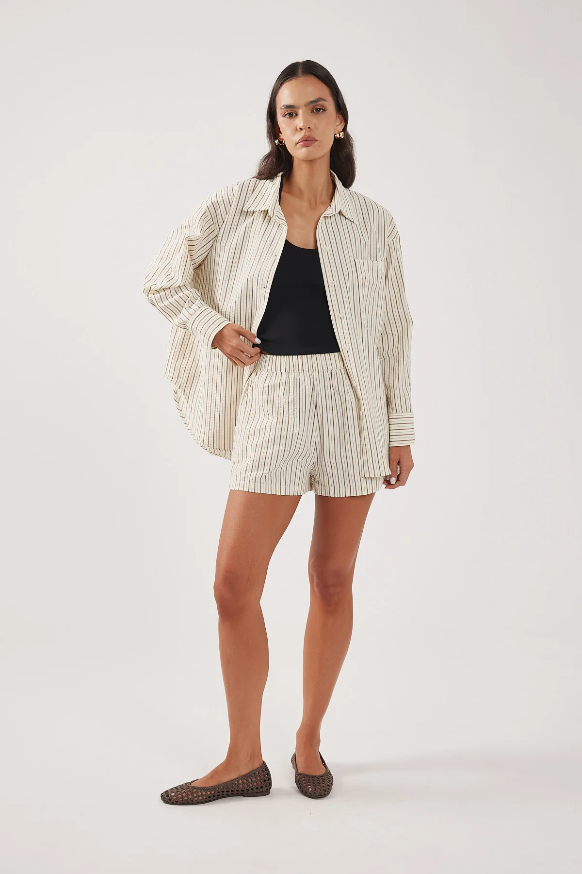 Perfect Stranger Hollis Oversized Shirt Cream Stripe - Image 5