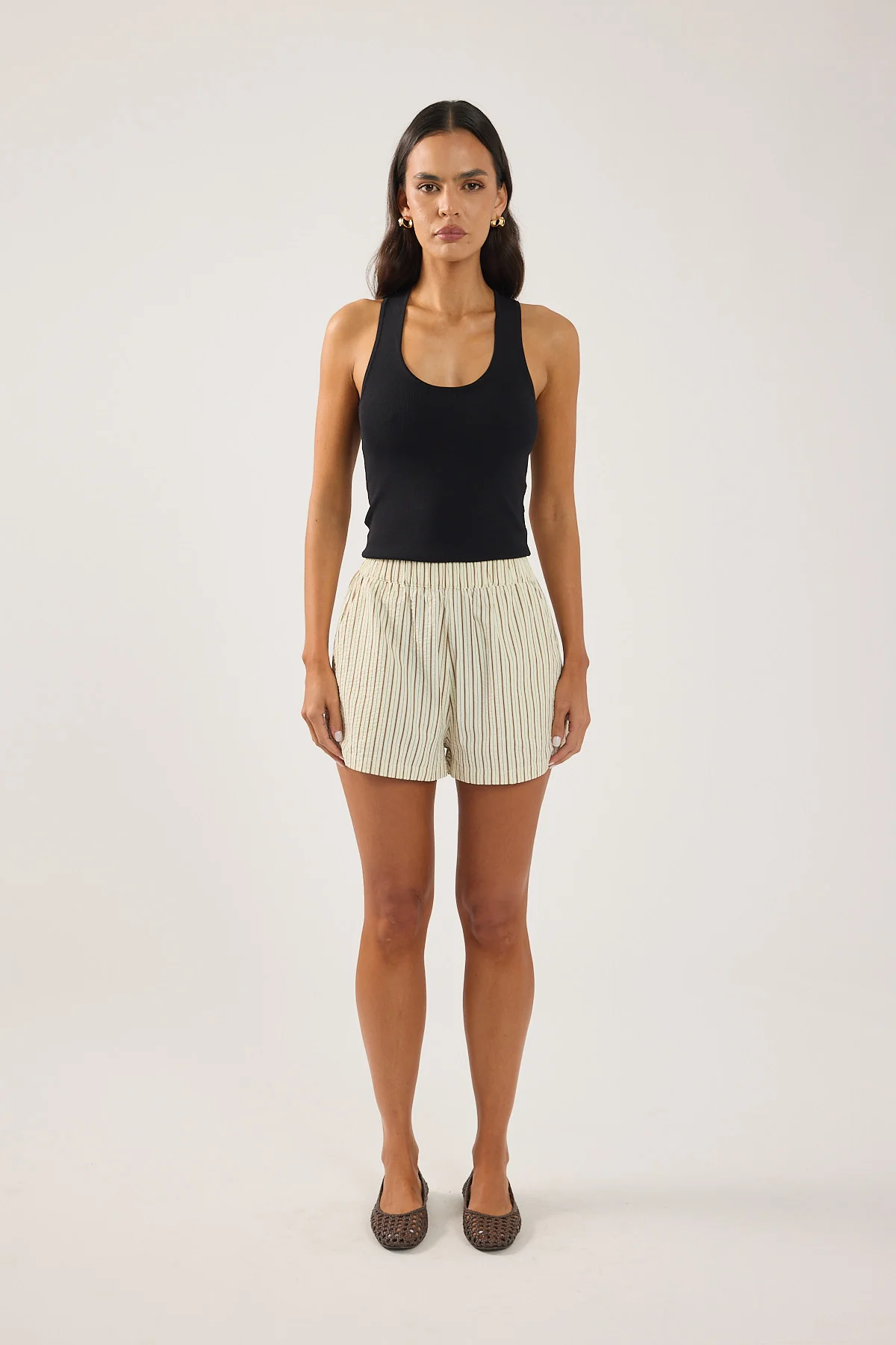 Perfect Stranger Hollis Striped Shorts Cream Stripe - Image 2