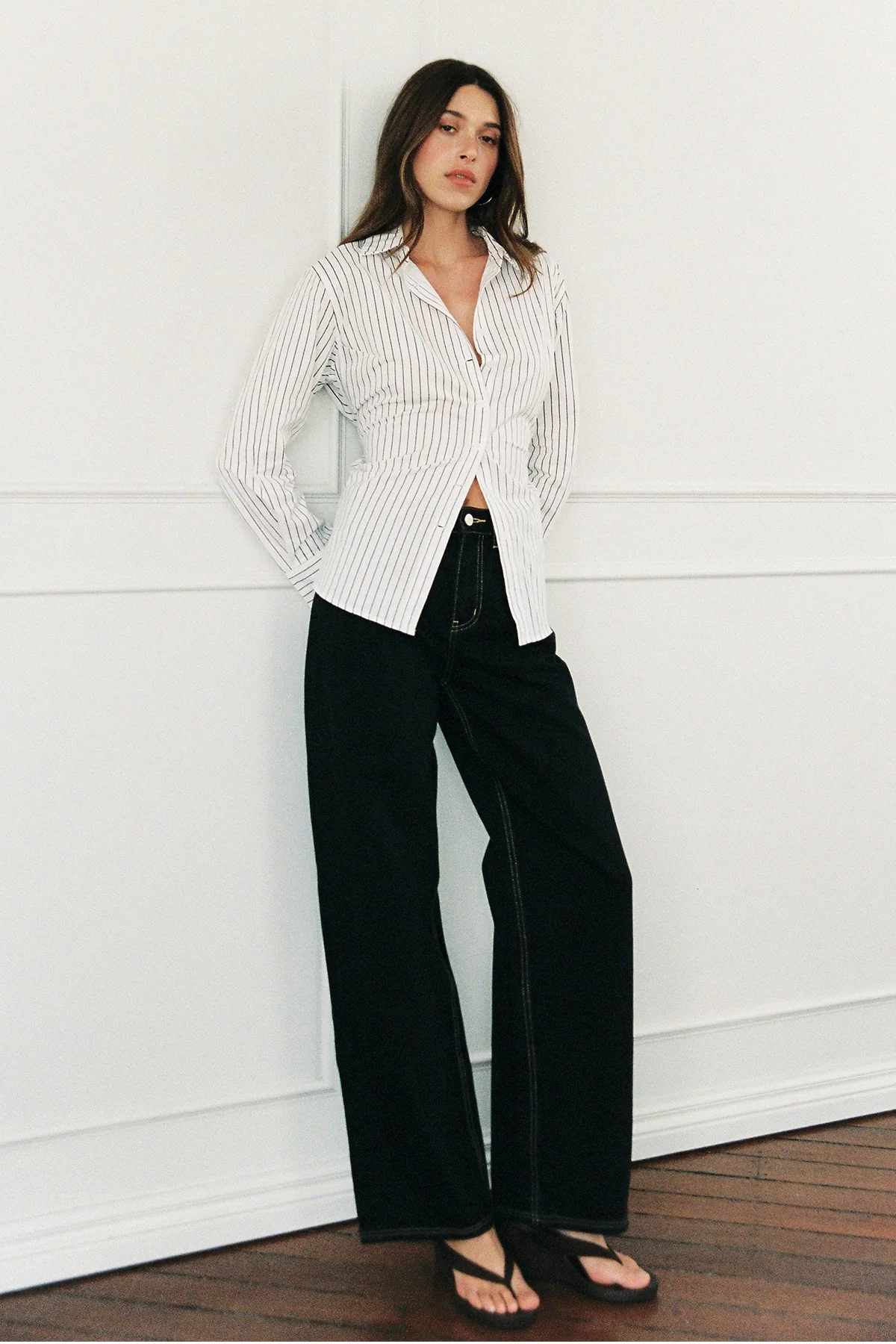 Perfect Stranger Hudson Tie Back Shirt White Stripe - Image 3