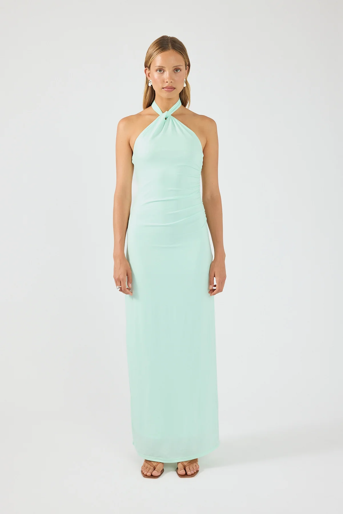 Perfect Stranger Isla Halter Twist Maxi Dress Seafoam