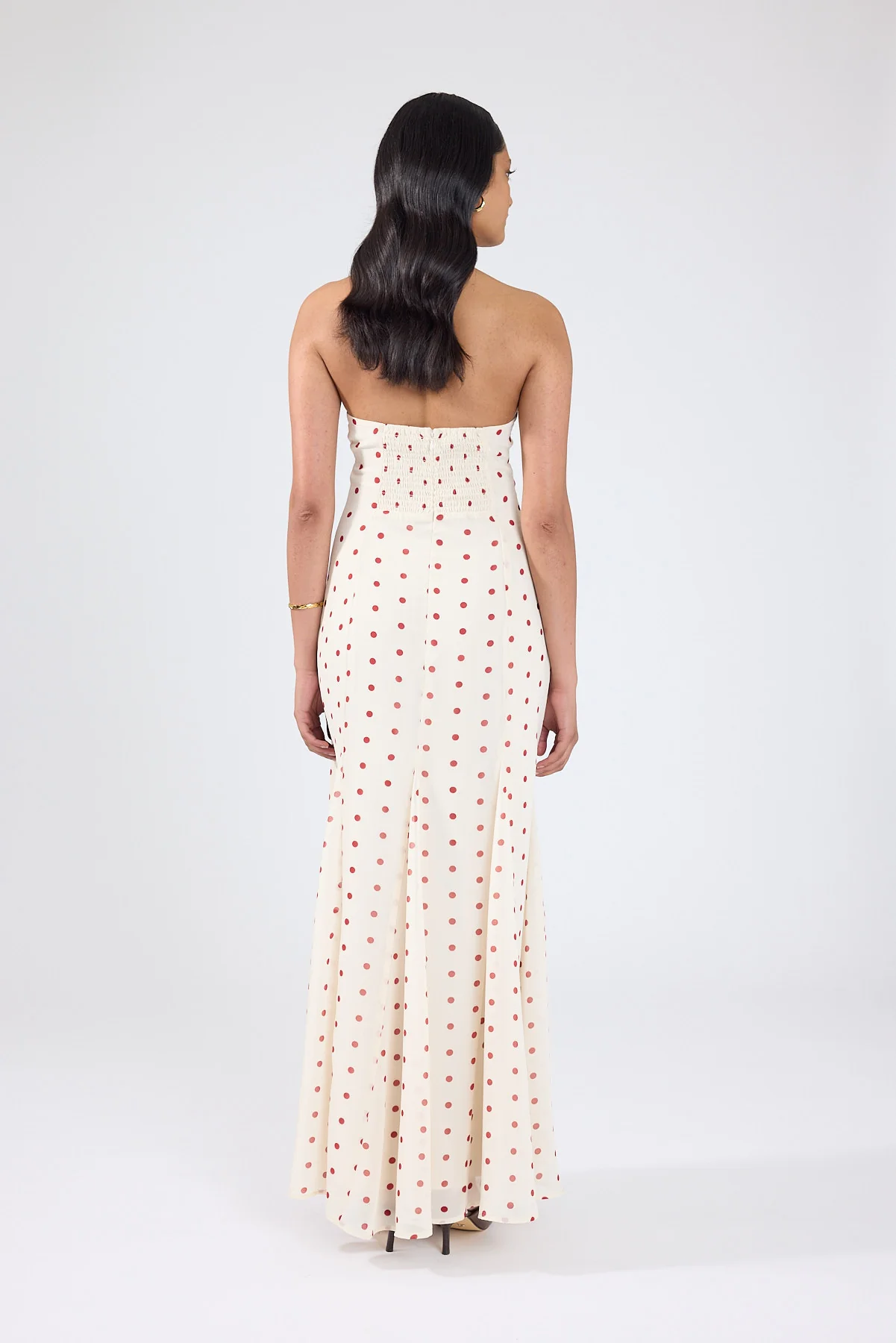 Perfect Stranger Ivana Halter Chiffon Maxi Dress Cream/Red Polka Dot - Image 7