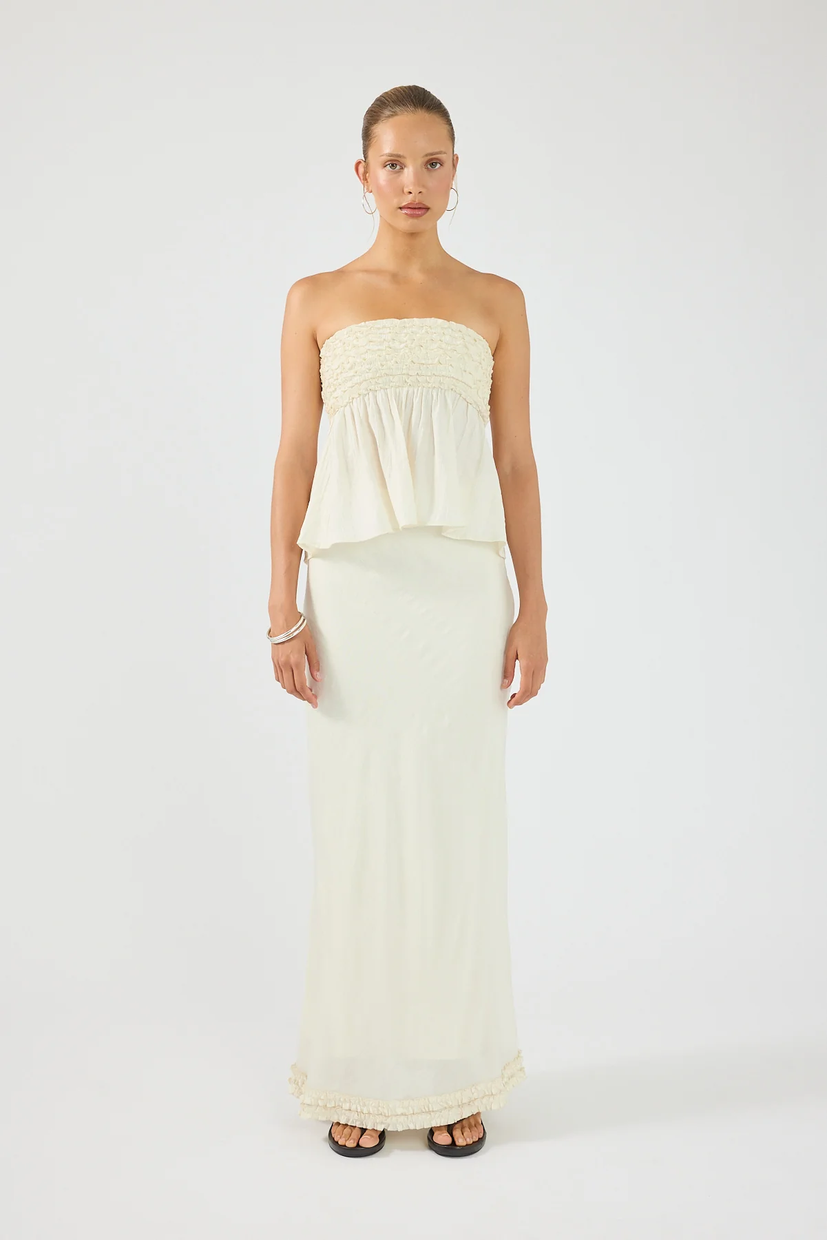 Perfect Stranger Jada Frill Maxi Skirt Off White