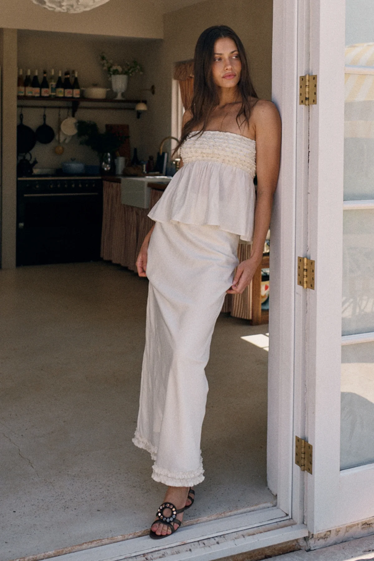Perfect Stranger Jada Frill Strapless Top Off White - Image 4