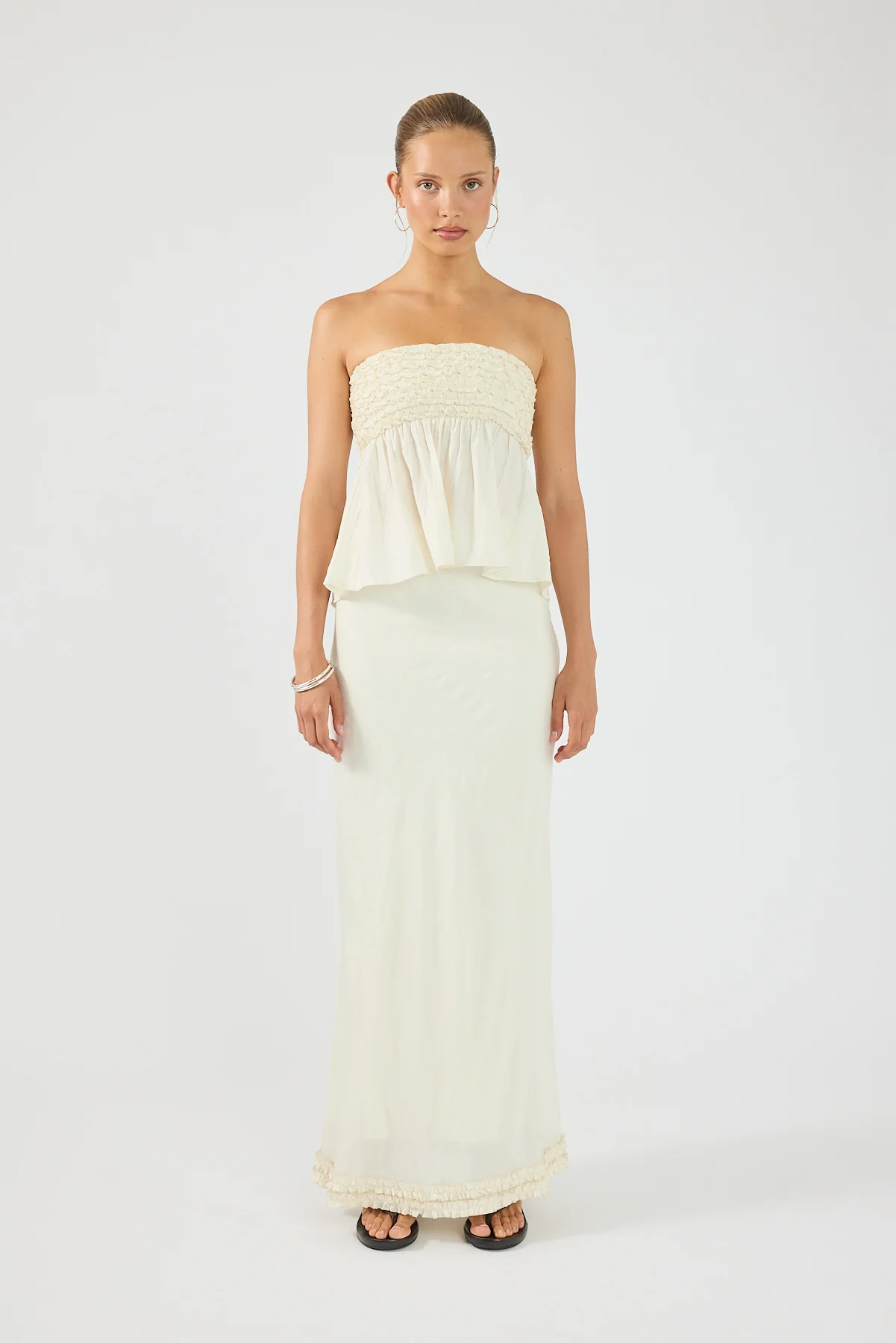 Perfect Stranger Jada Frill Strapless Top Off White - Image 5