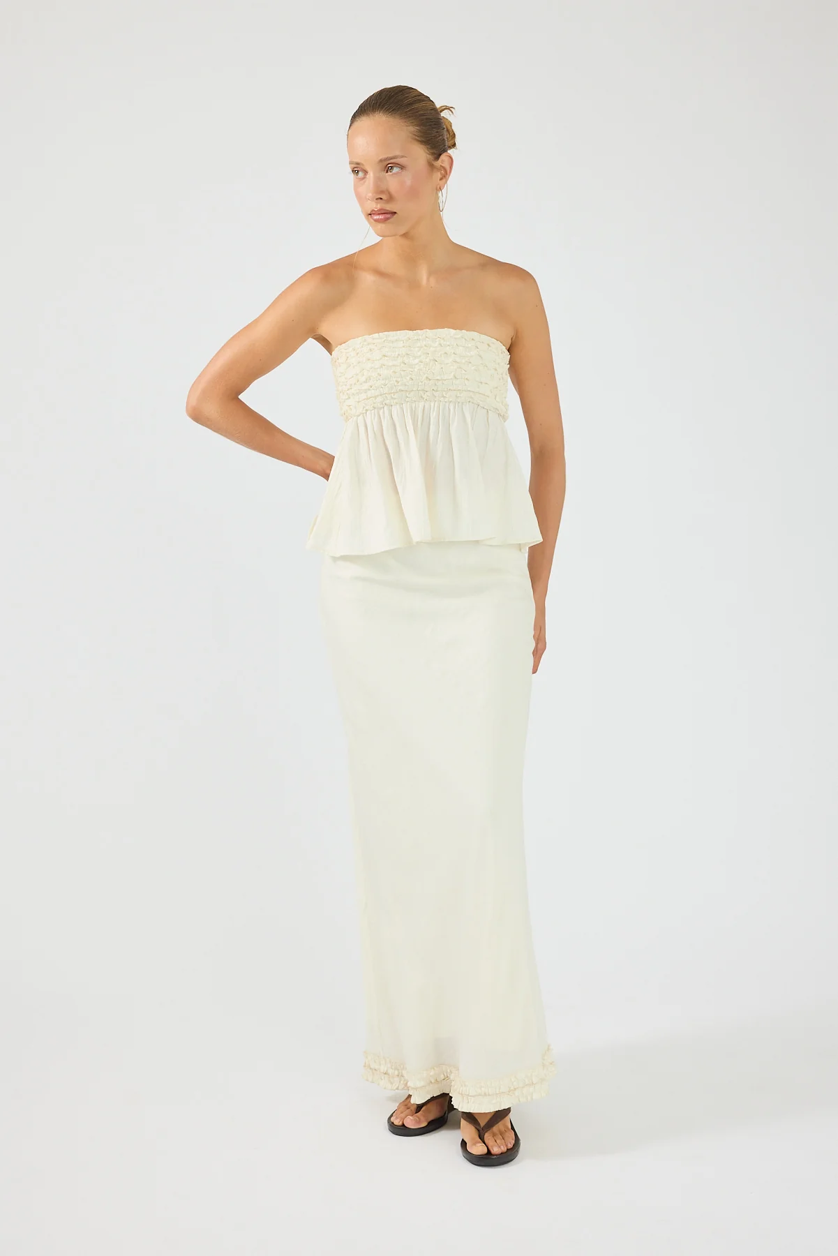 Perfect Stranger Jada Frill Strapless Top Off White - Image 8