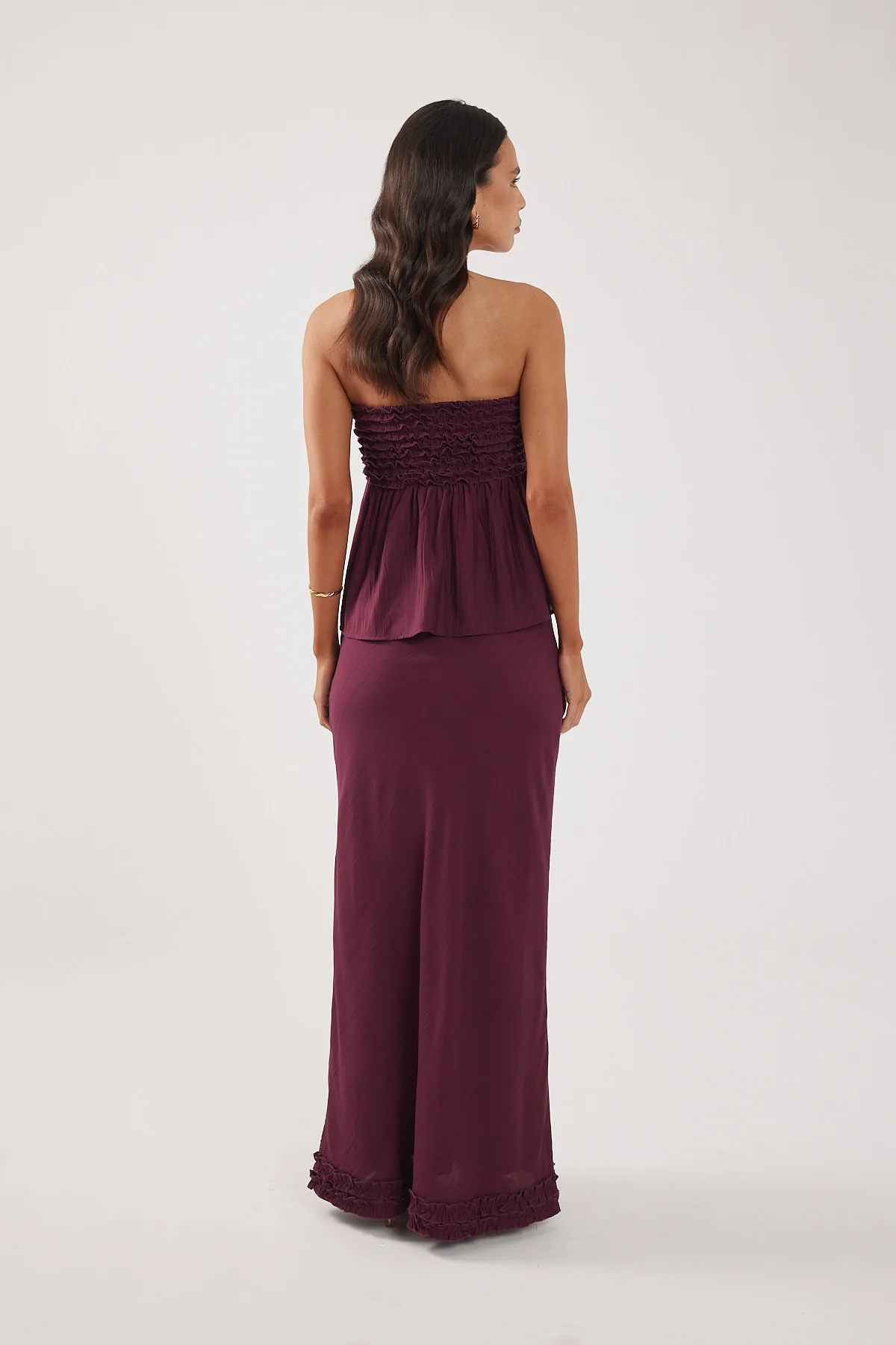 Perfect Stranger Jada Frill Strapless Top Plum - Image 5