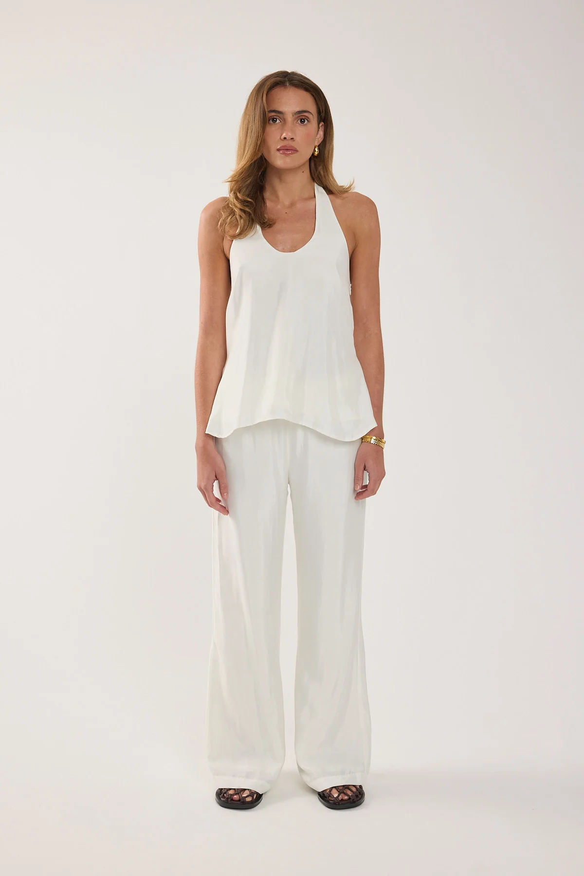 Perfect Stranger Jamie Cupro Mid Rise Pants White