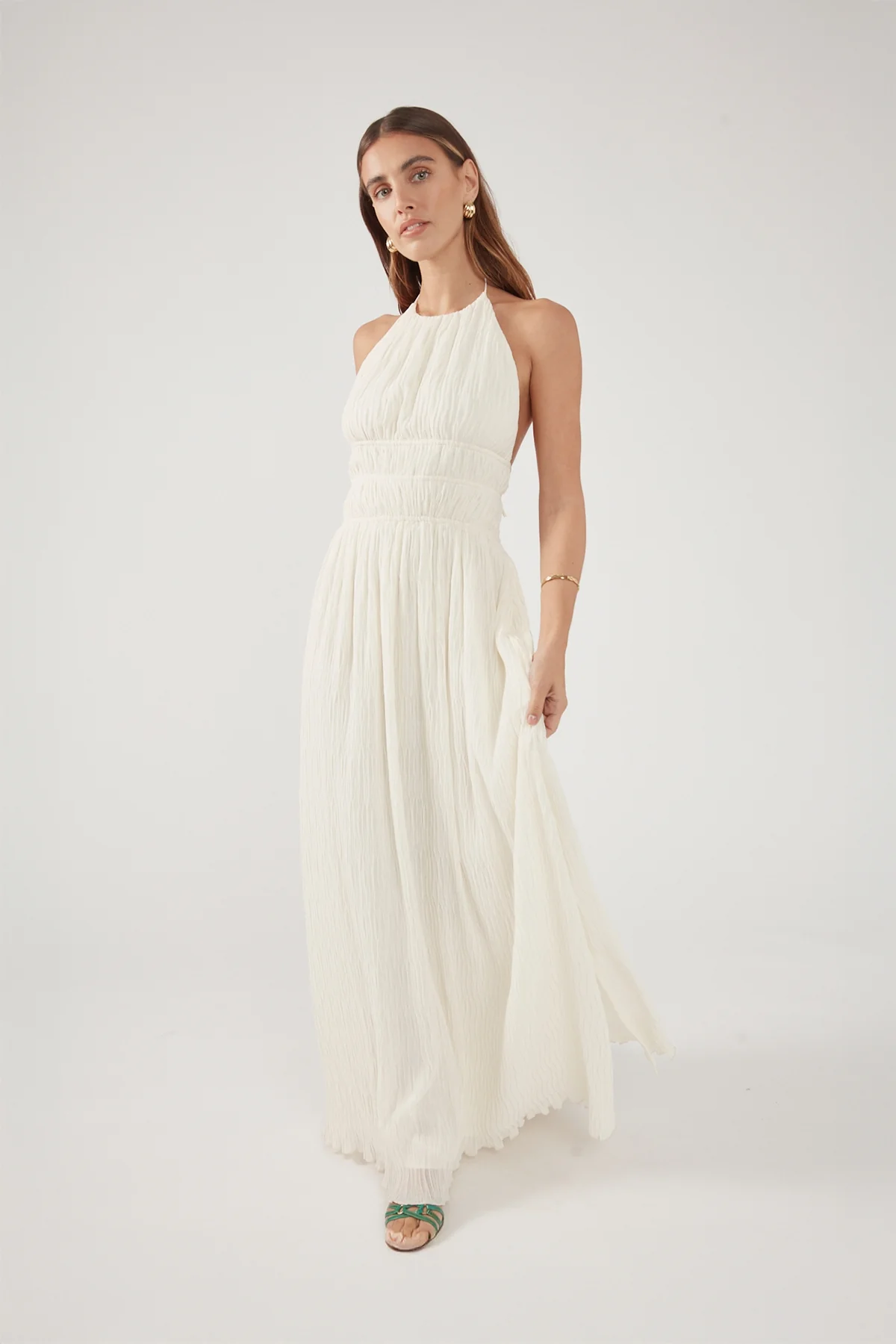 Perfect Stranger Janie Halter Maxi Dress Cream - Image 3