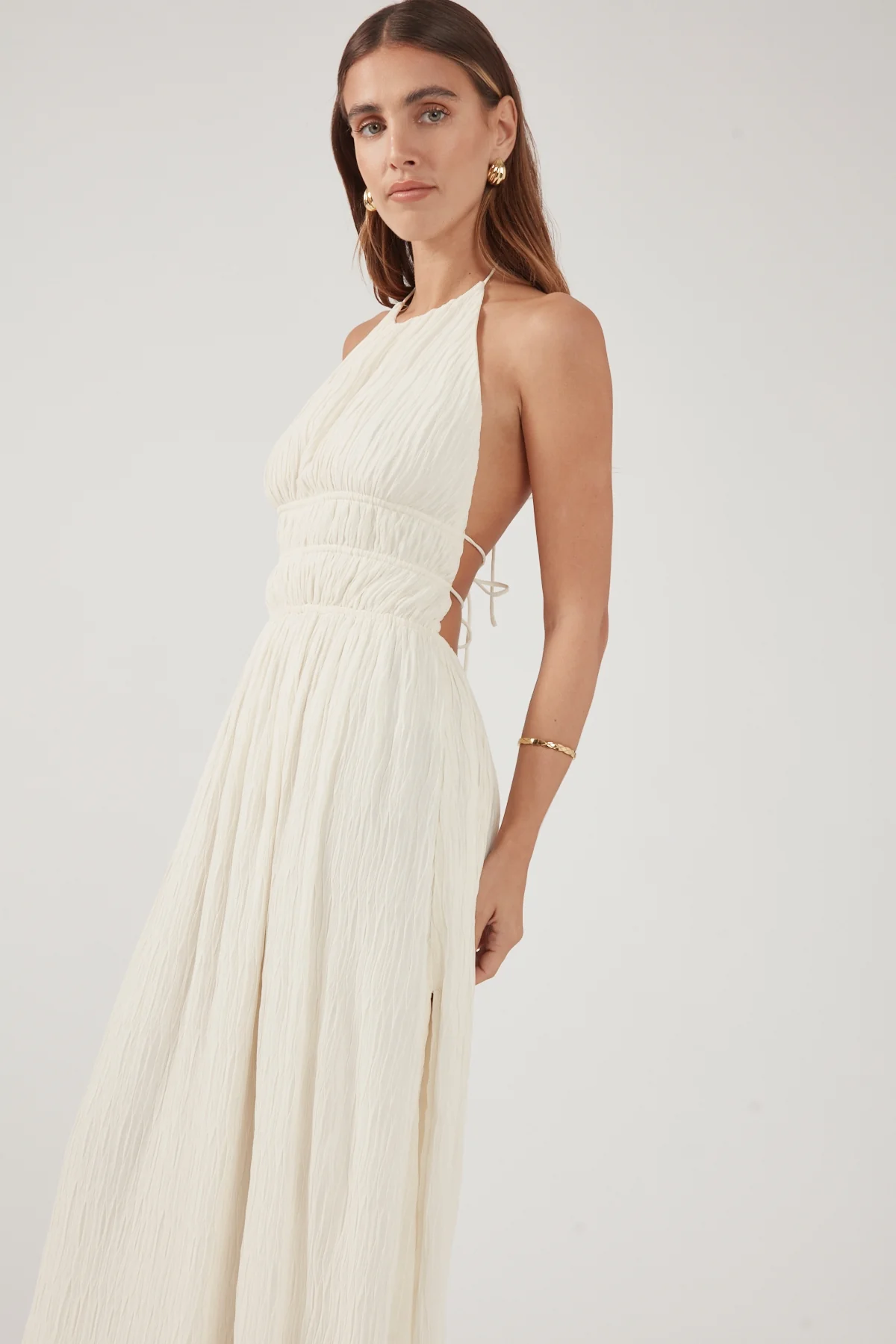 Perfect Stranger Janie Halter Maxi Dress Cream - Image 4