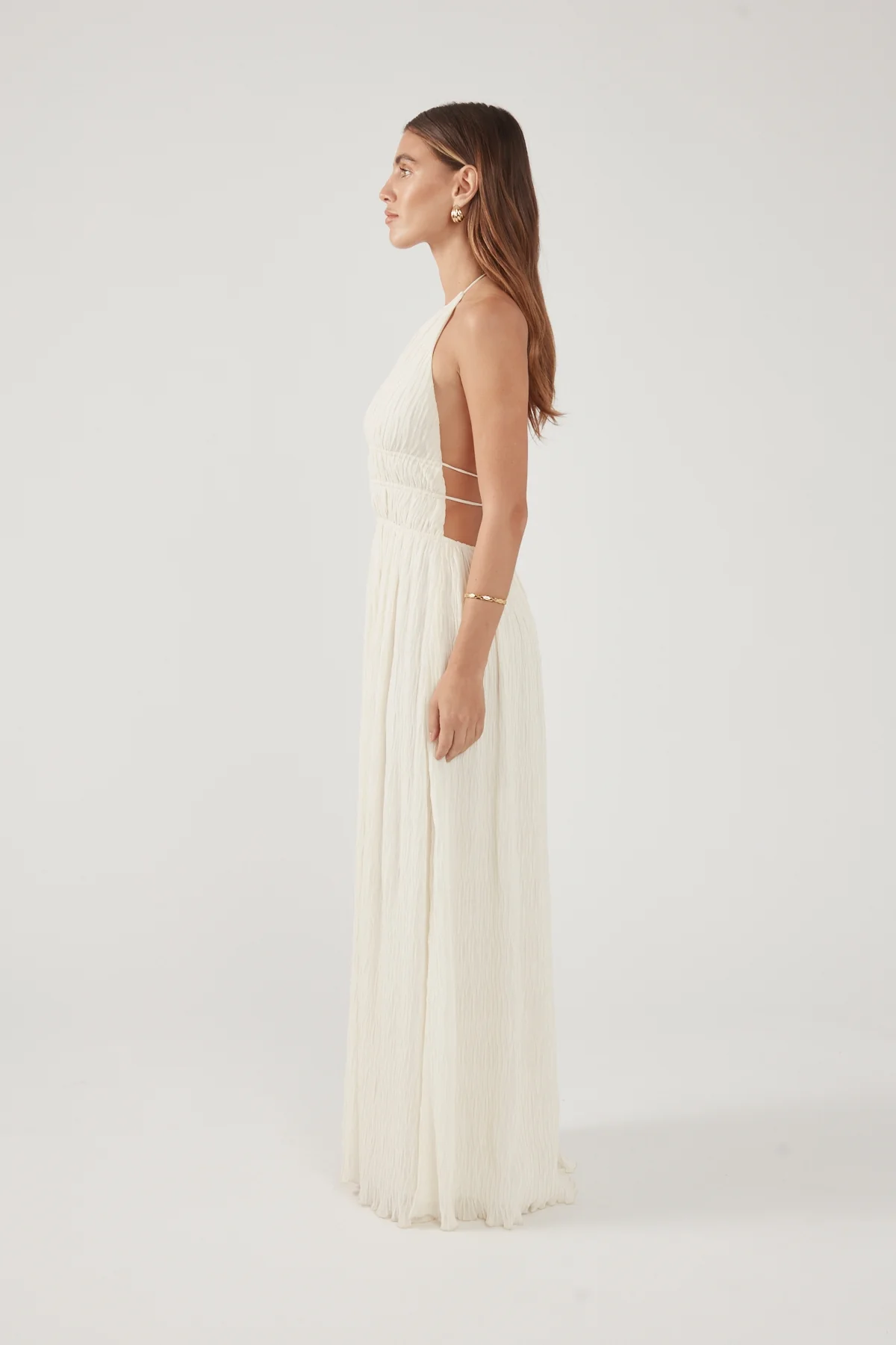 Perfect Stranger Janie Halter Maxi Dress Cream - Image 5