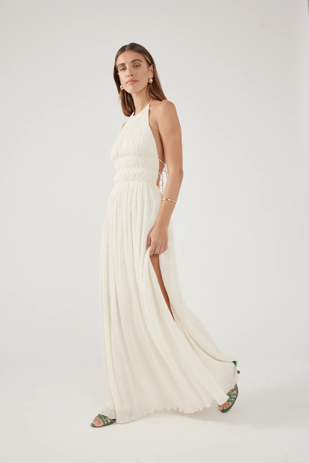 Perfect Stranger Janie Halter Maxi Dress Cream - Image 8