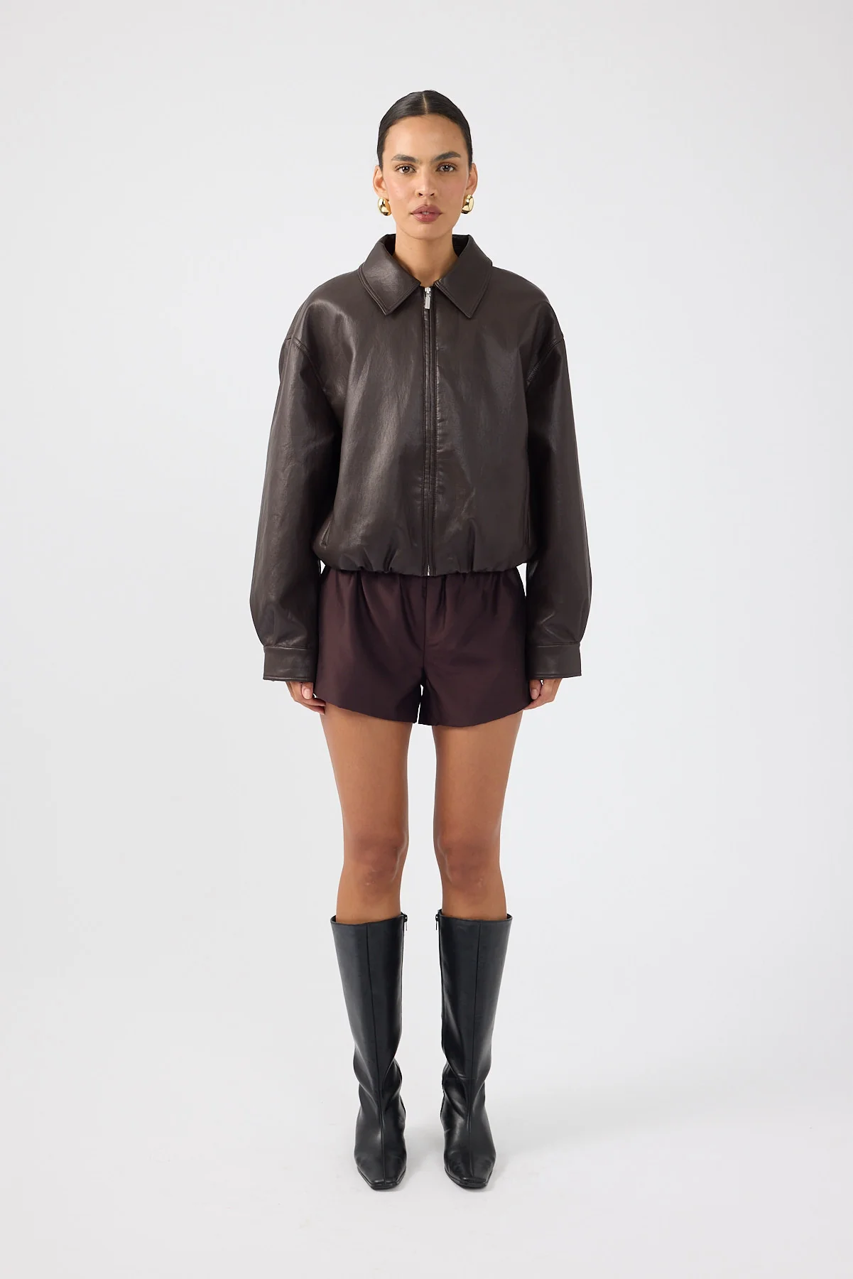 Perfect Stranger Jude Bubble PU Bomber Jacket Brown - Image 7