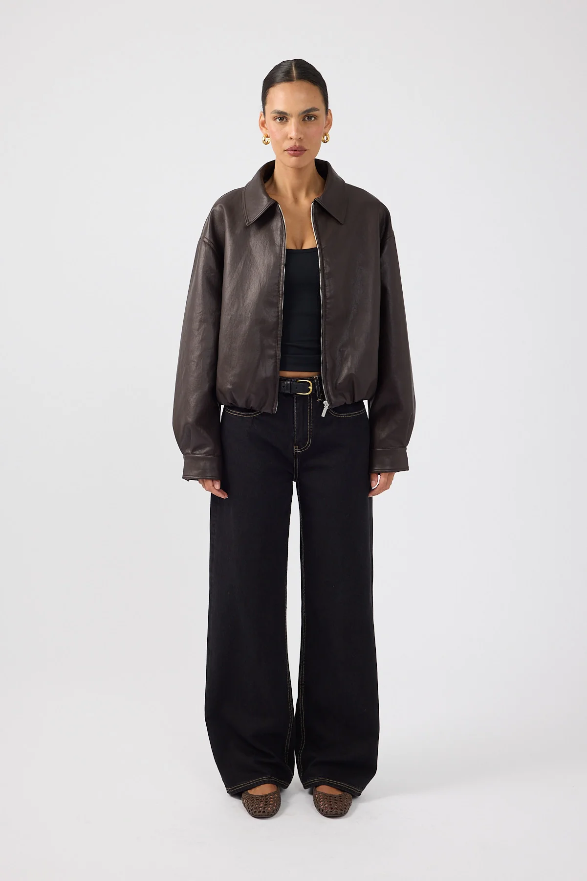 Perfect Stranger Jude Bubble PU Bomber Jacket Brown - Image 9