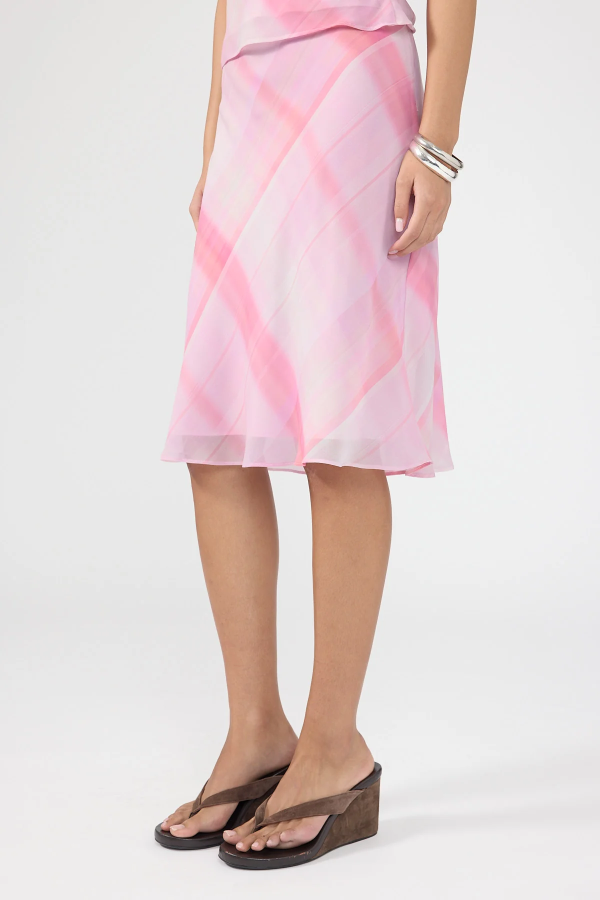 Perfect Stranger Juliet Midi Skirt Pink Check - Image 4
