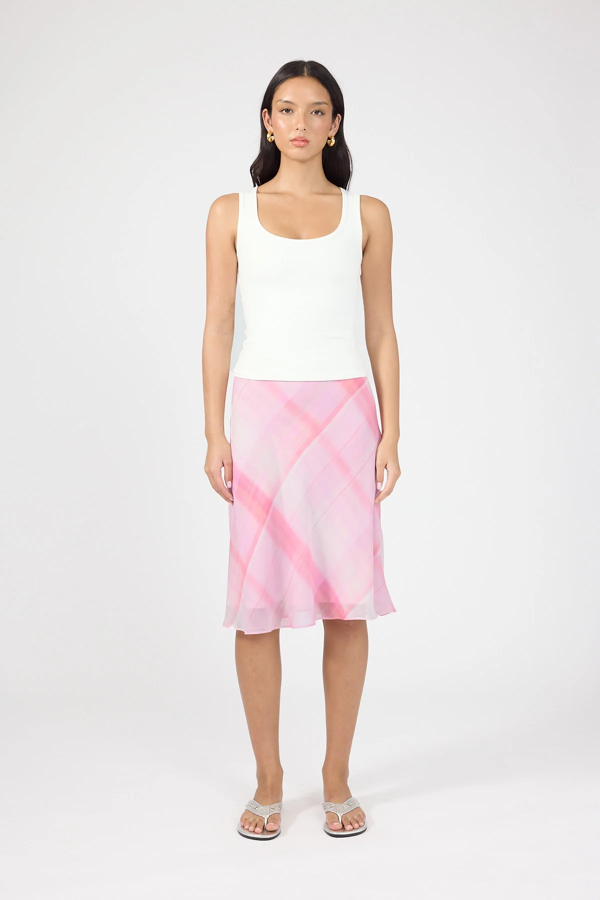 Perfect Stranger Juliet Midi Skirt Pink Check - Image 5