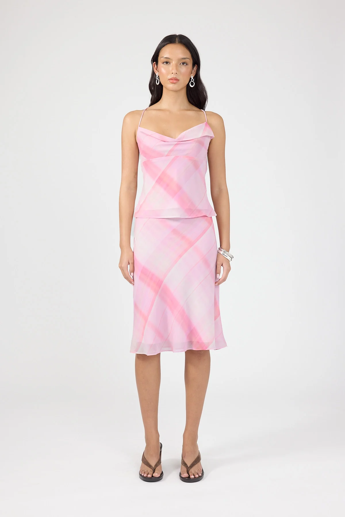 Perfect Stranger Juliet Midi Skirt Pink Check - Image 6