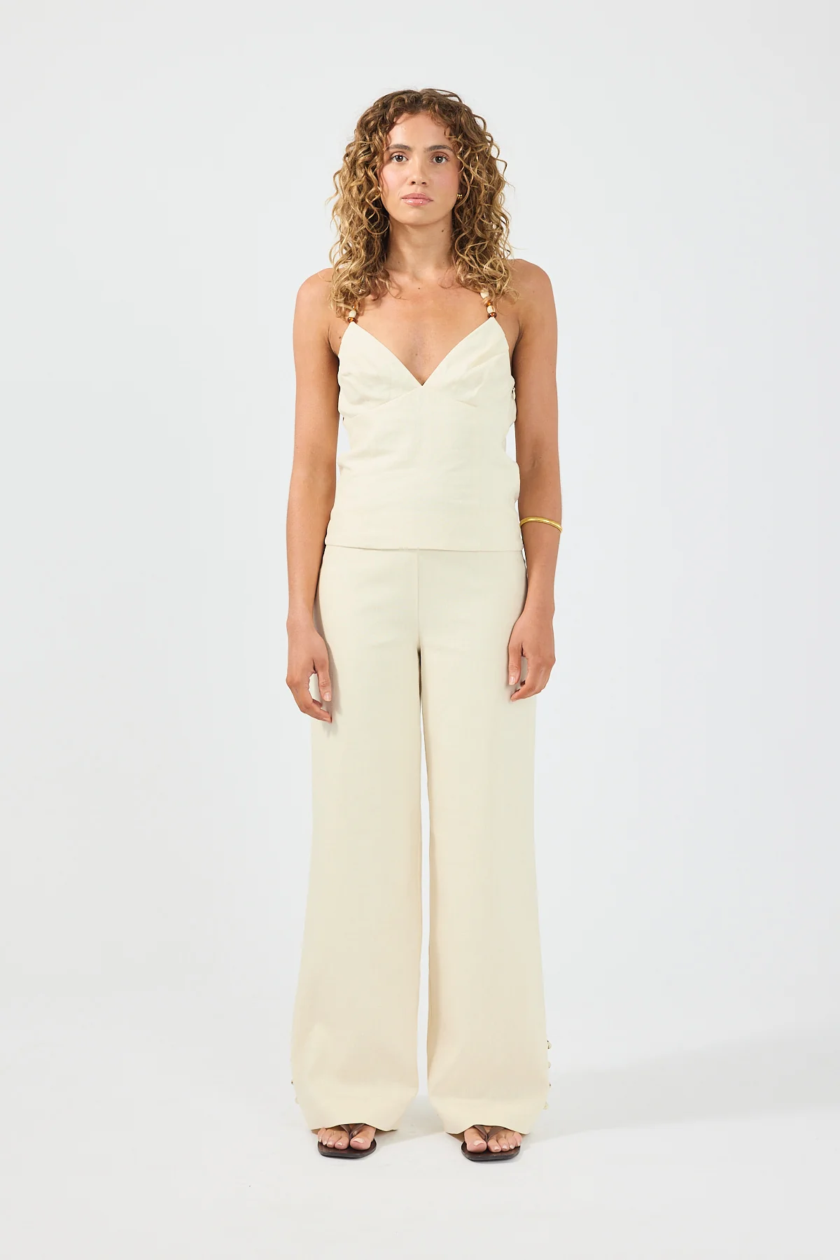 Perfect Stranger Juni Linen Mid Rise Pants Butter