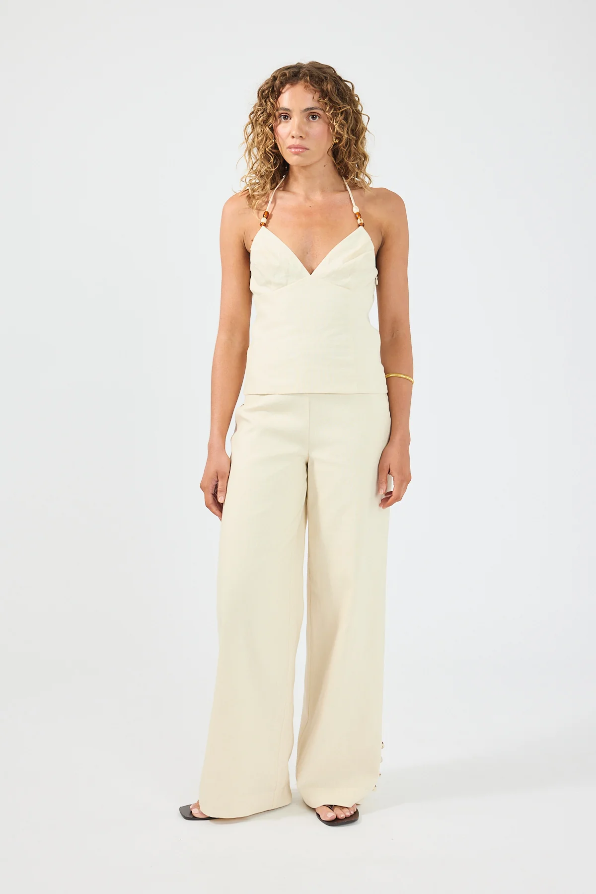 Perfect Stranger Juni Linen Mid Rise Pants Butter - Image 2