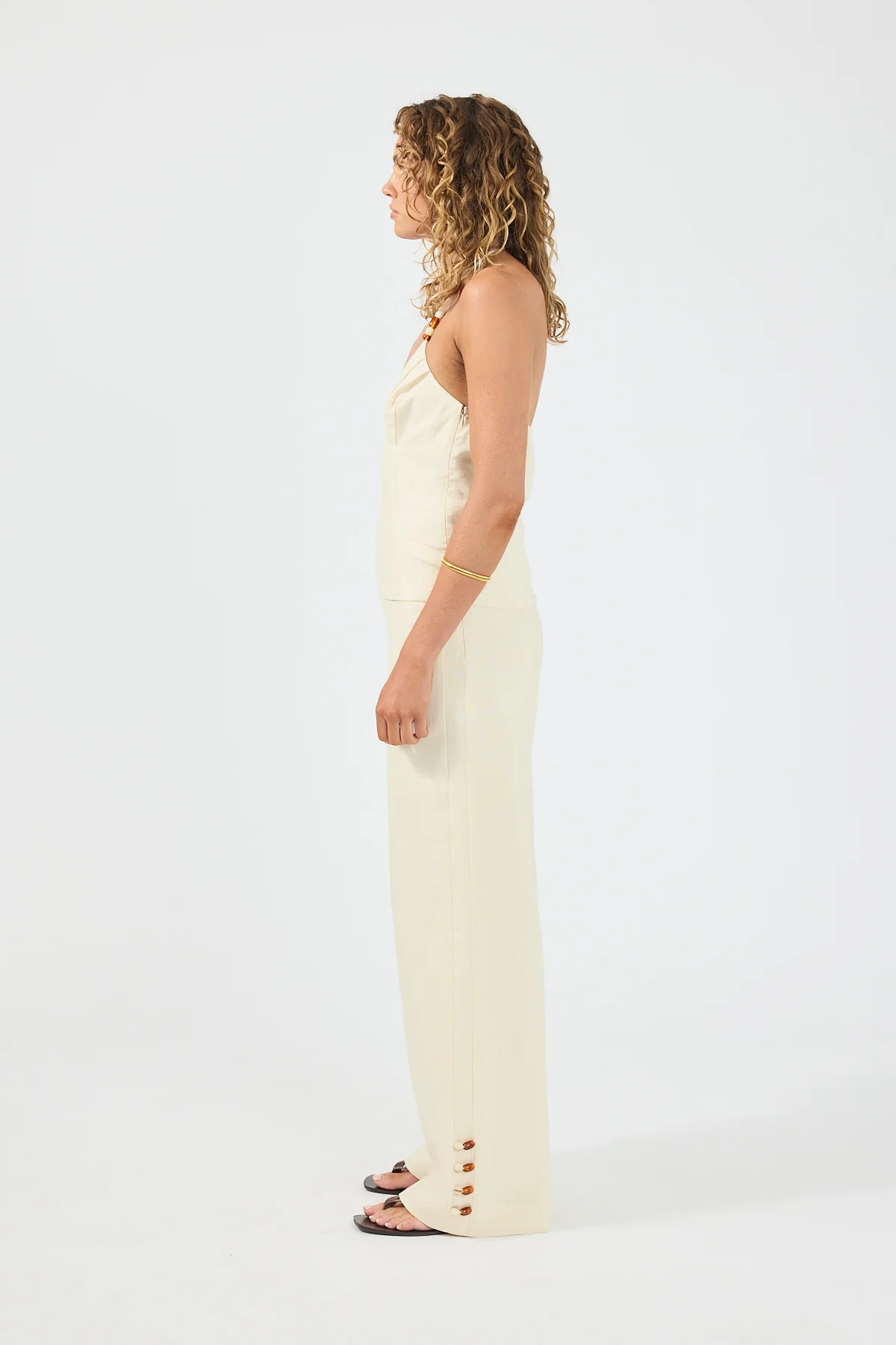 Perfect Stranger Juni Linen Mid Rise Pants Butter - Image 3