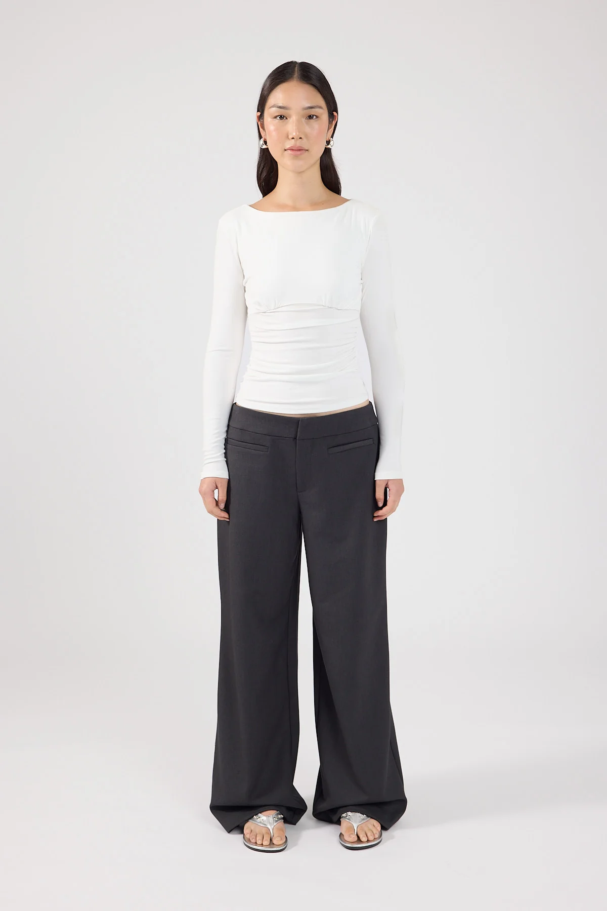 Perfect Stranger Kai Boat Neck Long Sleeve Top White
