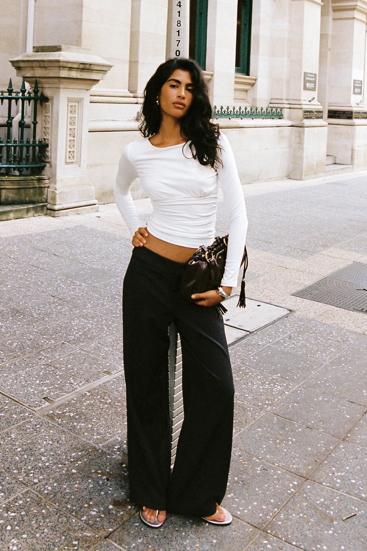 Perfect Stranger Kai Boat Neck Long Sleeve Top White - Image 3