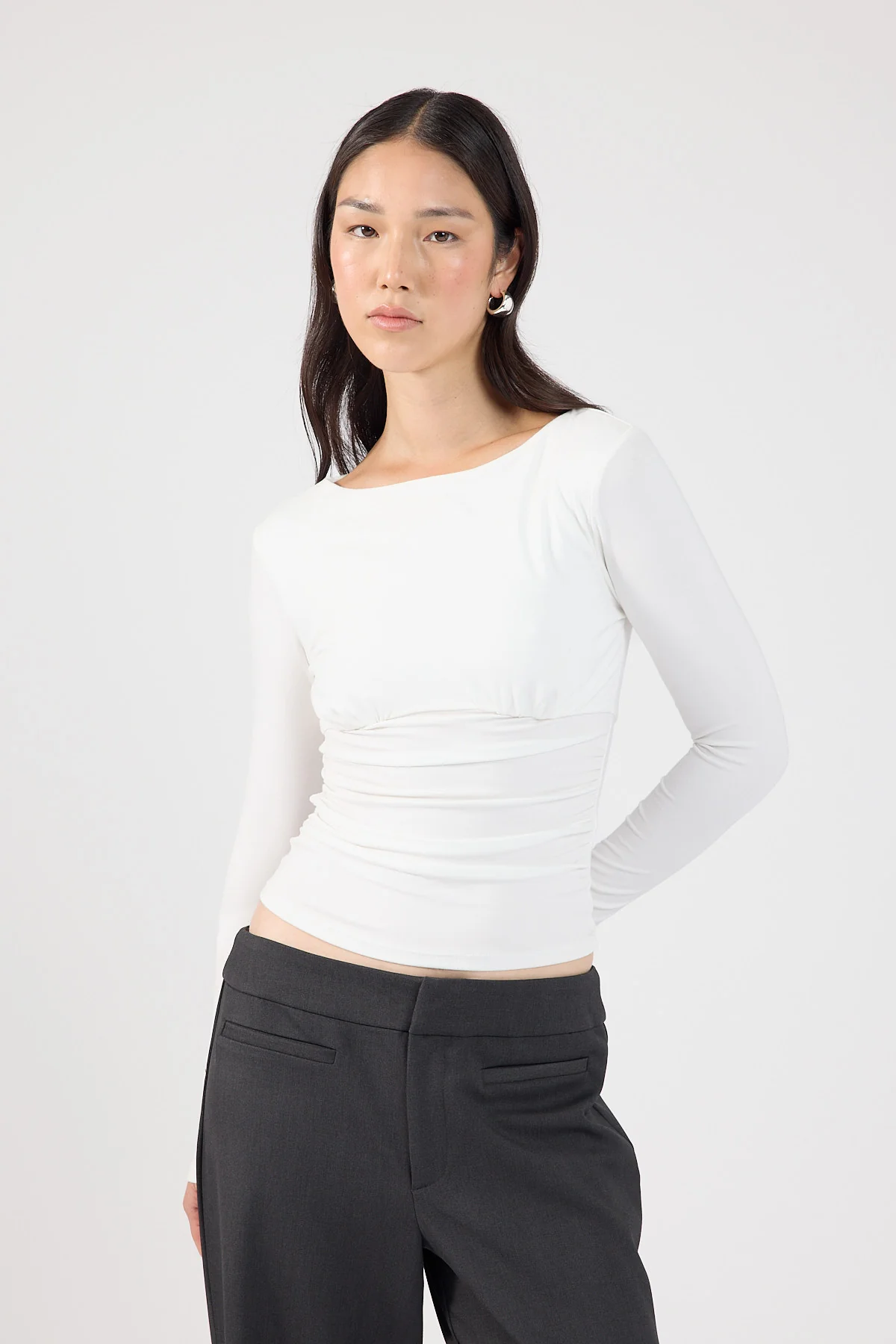 Perfect Stranger Kai Boat Neck Long Sleeve Top White - Image 4