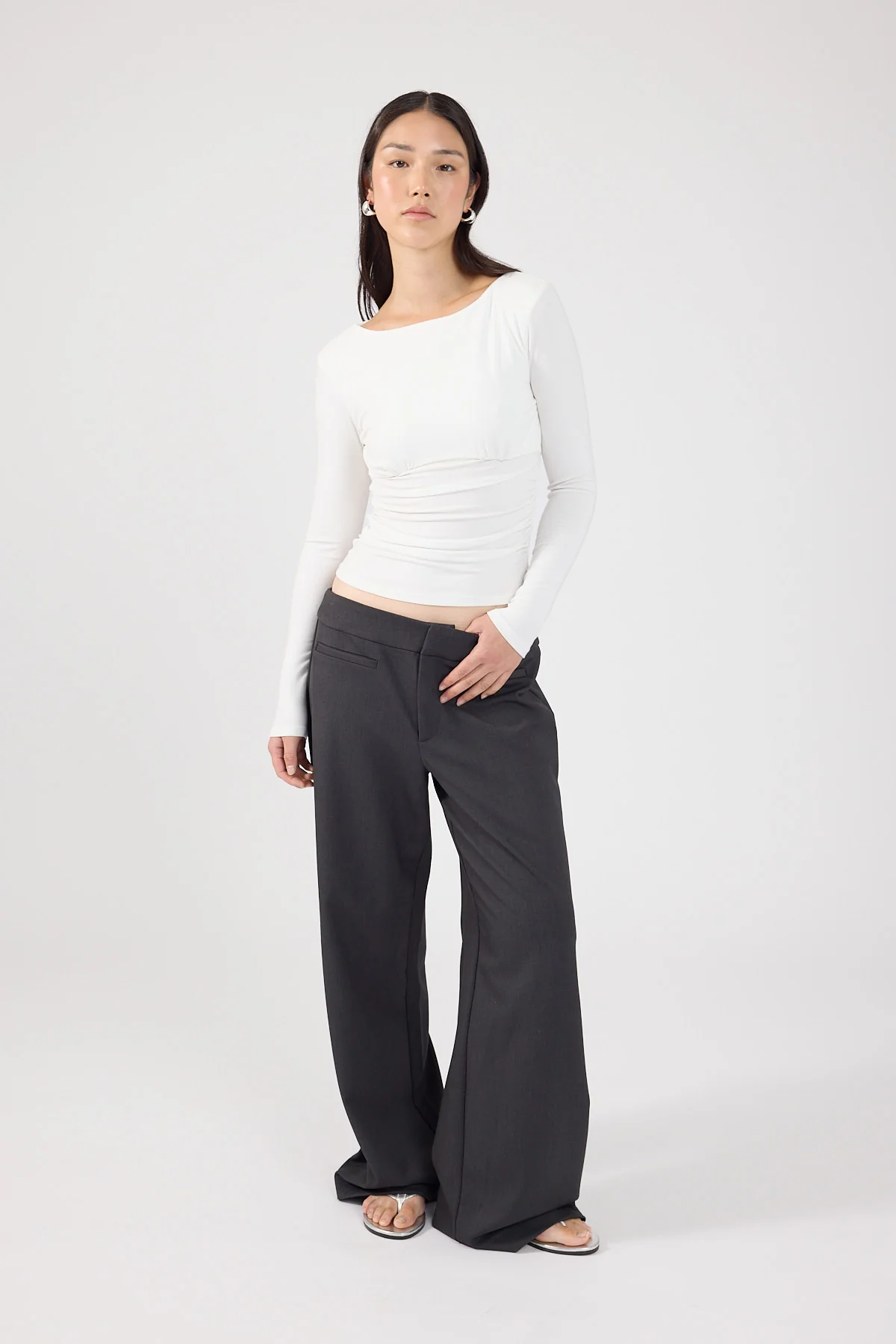 Perfect Stranger Kai Boat Neck Long Sleeve Top White - Image 5
