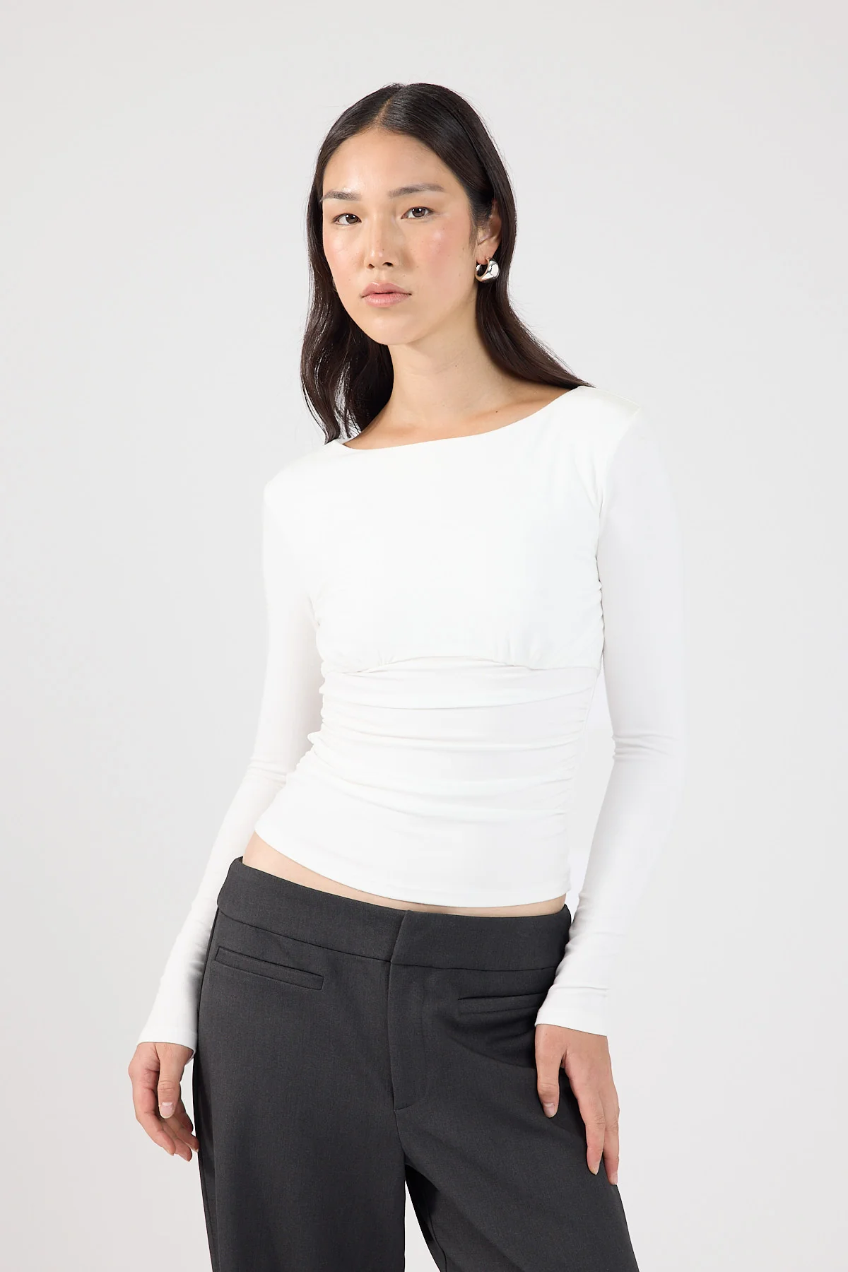 Perfect Stranger Kai Boat Neck Long Sleeve Top White - Image 8
