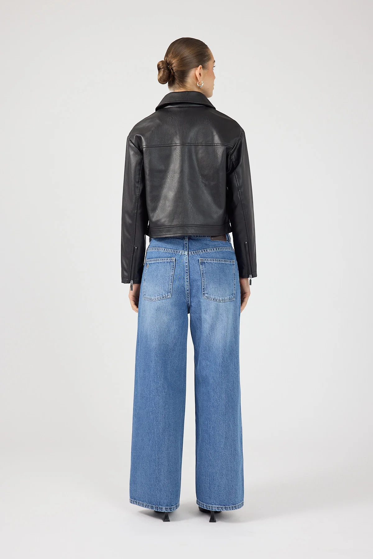Perfect Stranger Kandice Faux Leather Zip Up Jacket Black - Image 3