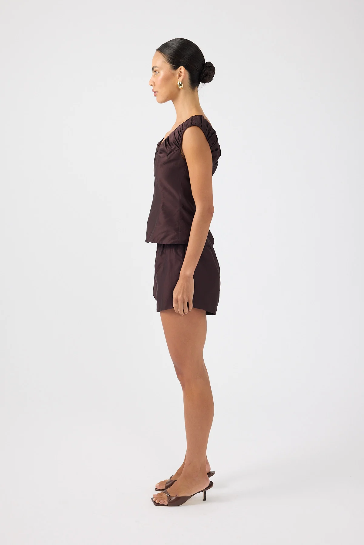 Perfect Stranger Kelly Gathered Top Brown - Image 5