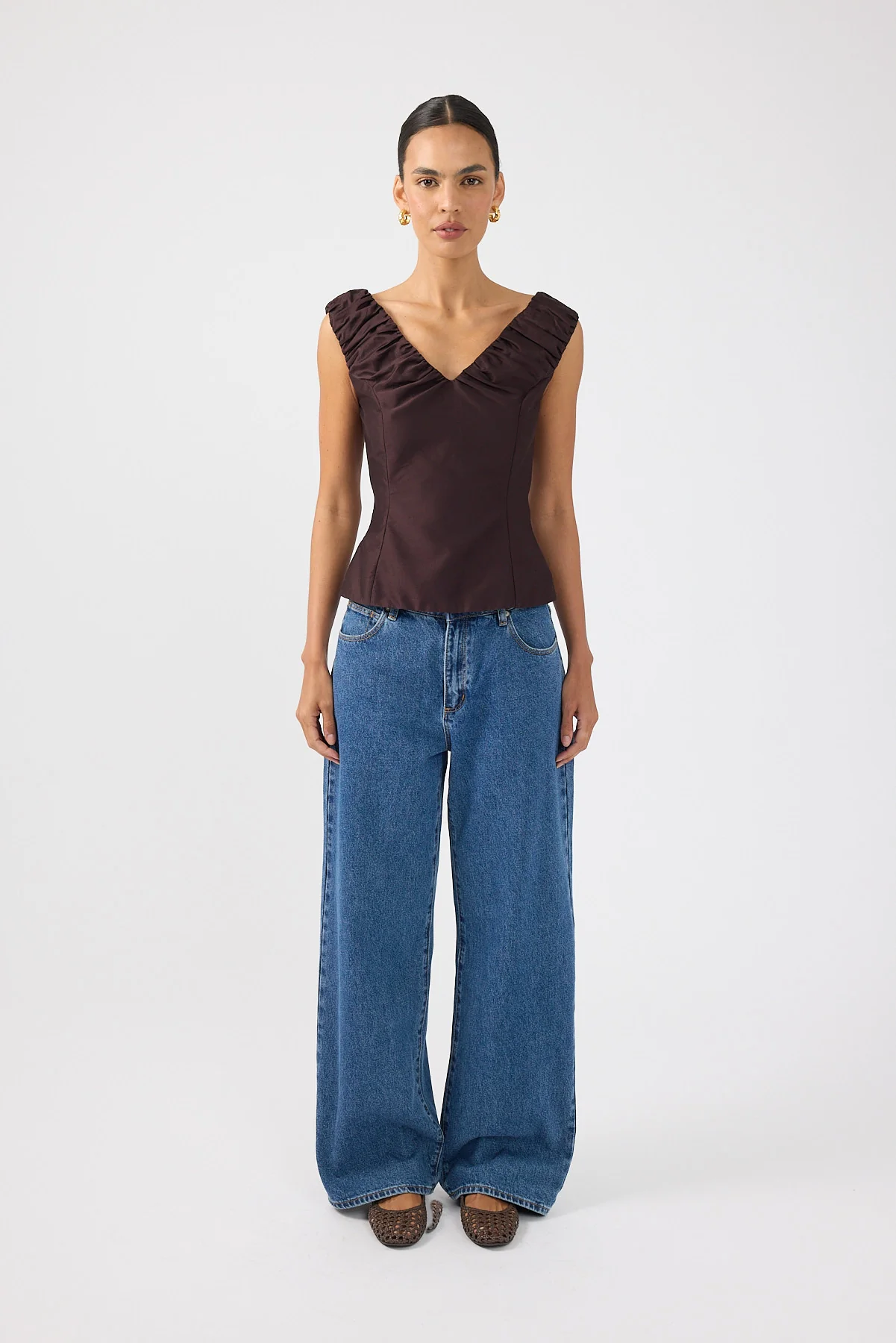 Perfect Stranger Kelly Gathered Top Brown - Image 9
