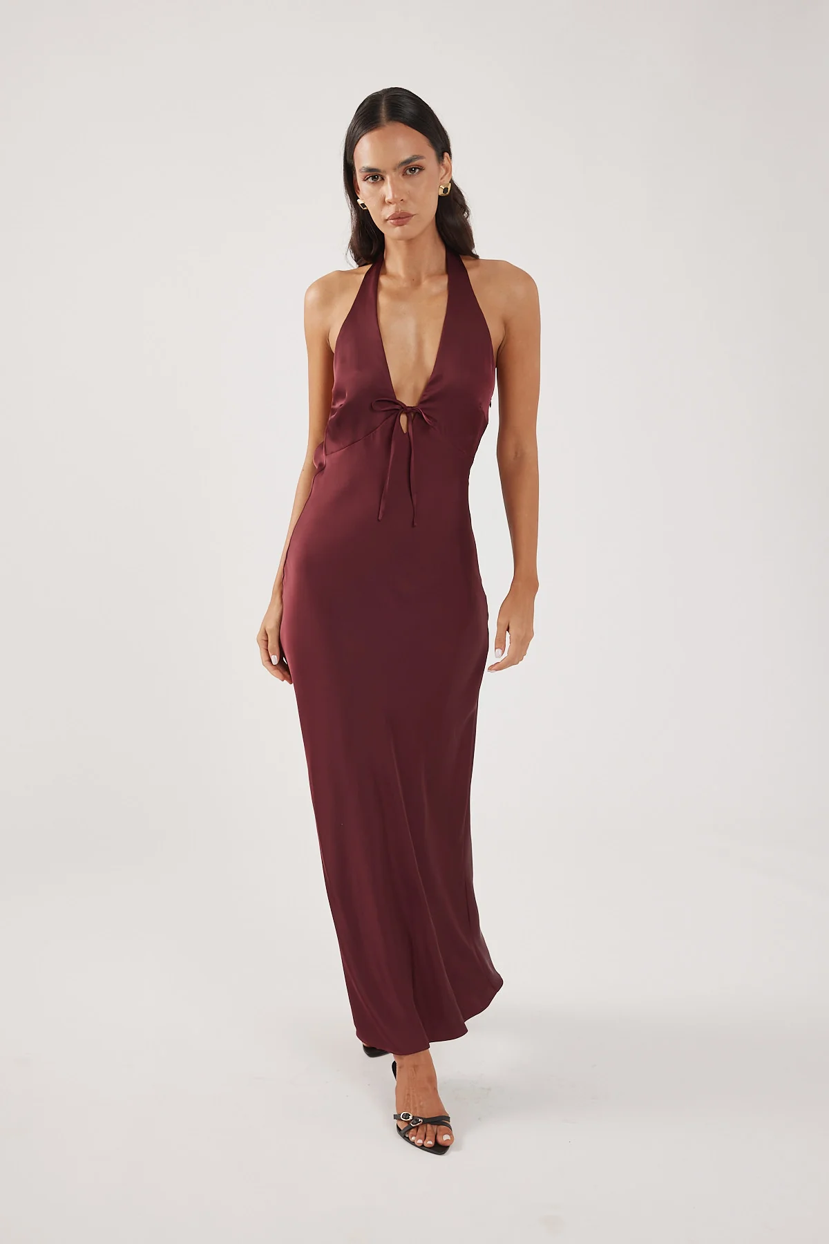 Perfect Stranger Kennedy Halter Maxi Dress Burgundy - Image 3