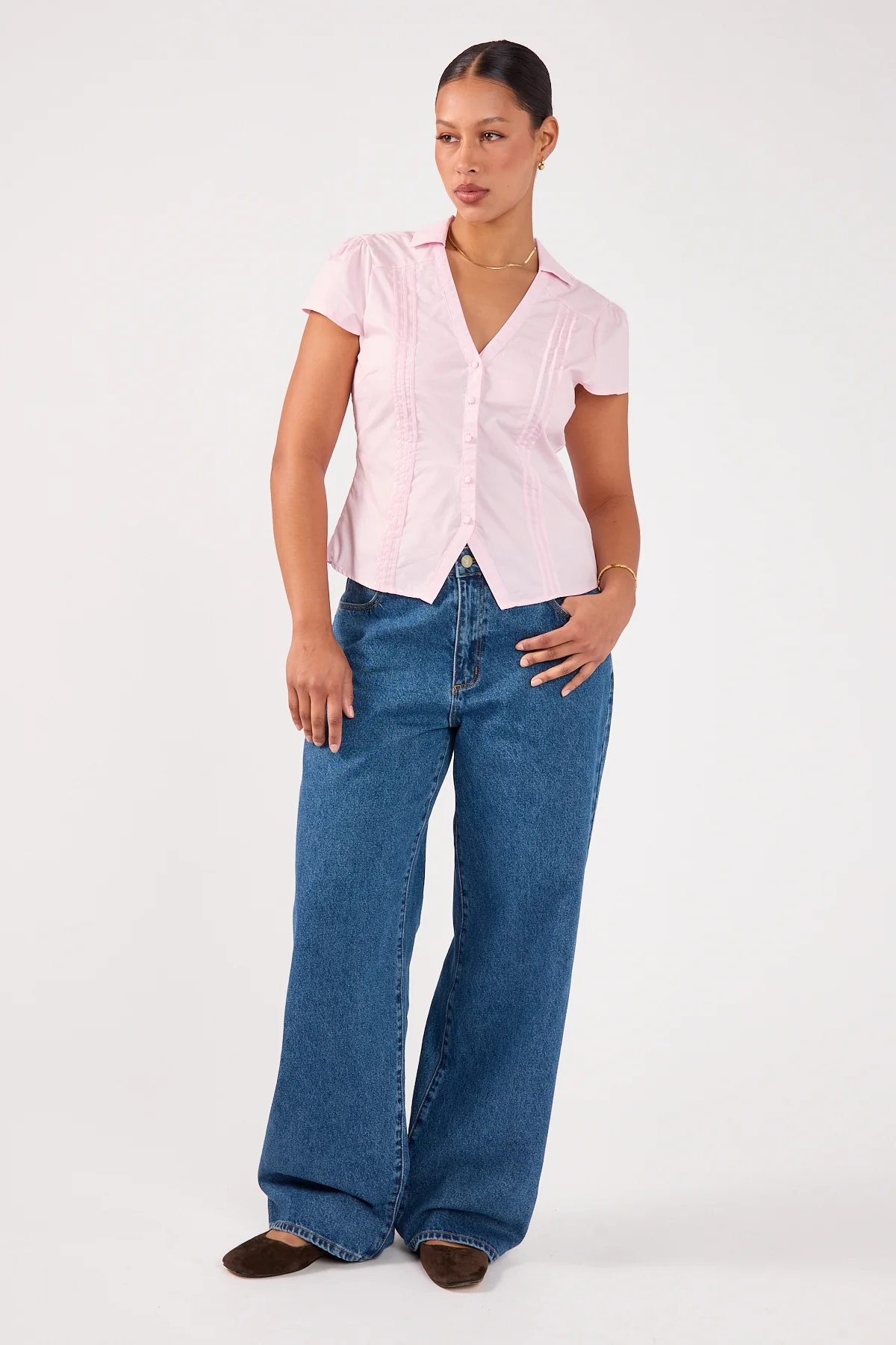 Perfect Stranger Koa Short Sleeve Blouse Pink - Image 2