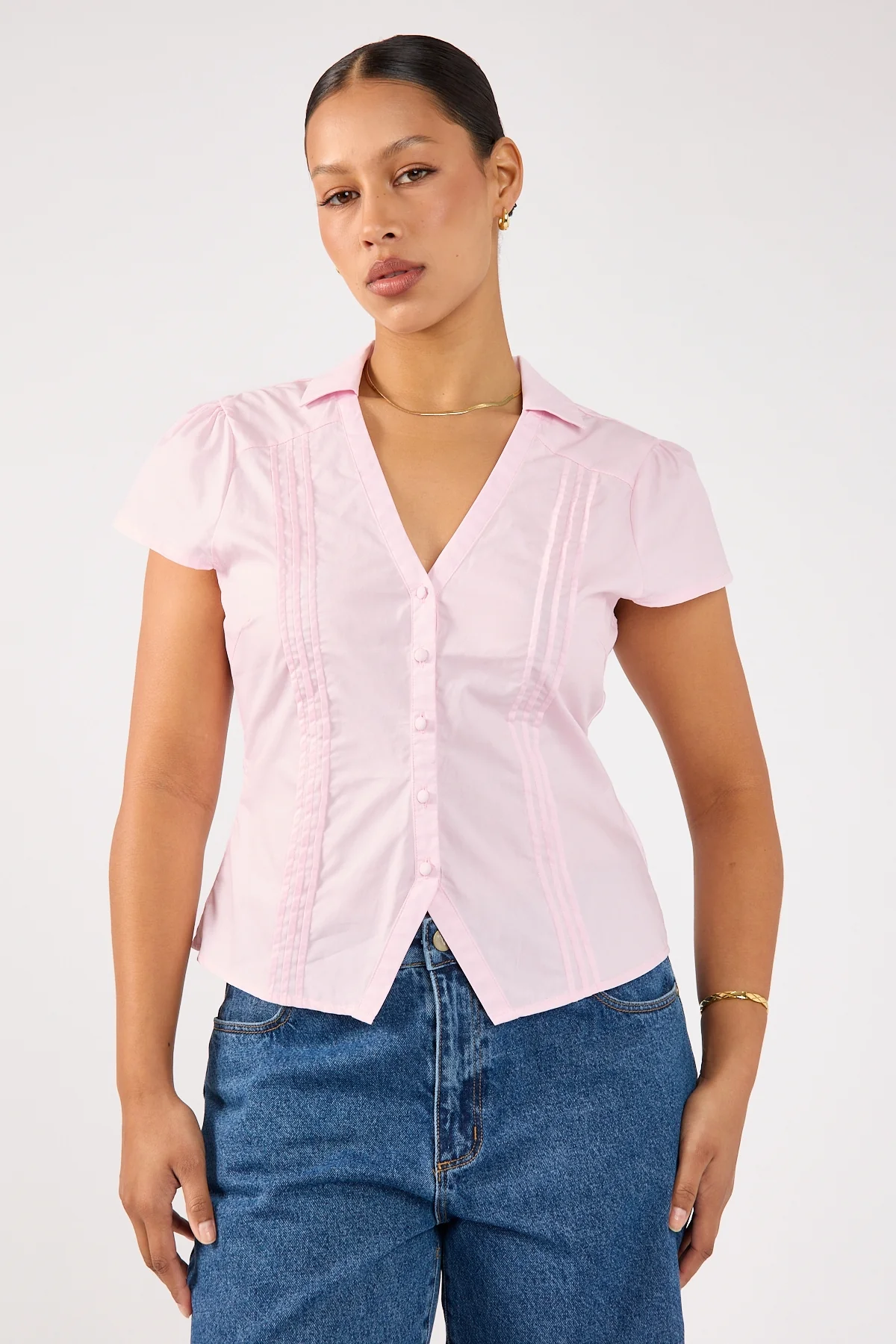 Perfect Stranger Koa Short Sleeve Blouse Pink - Image 3