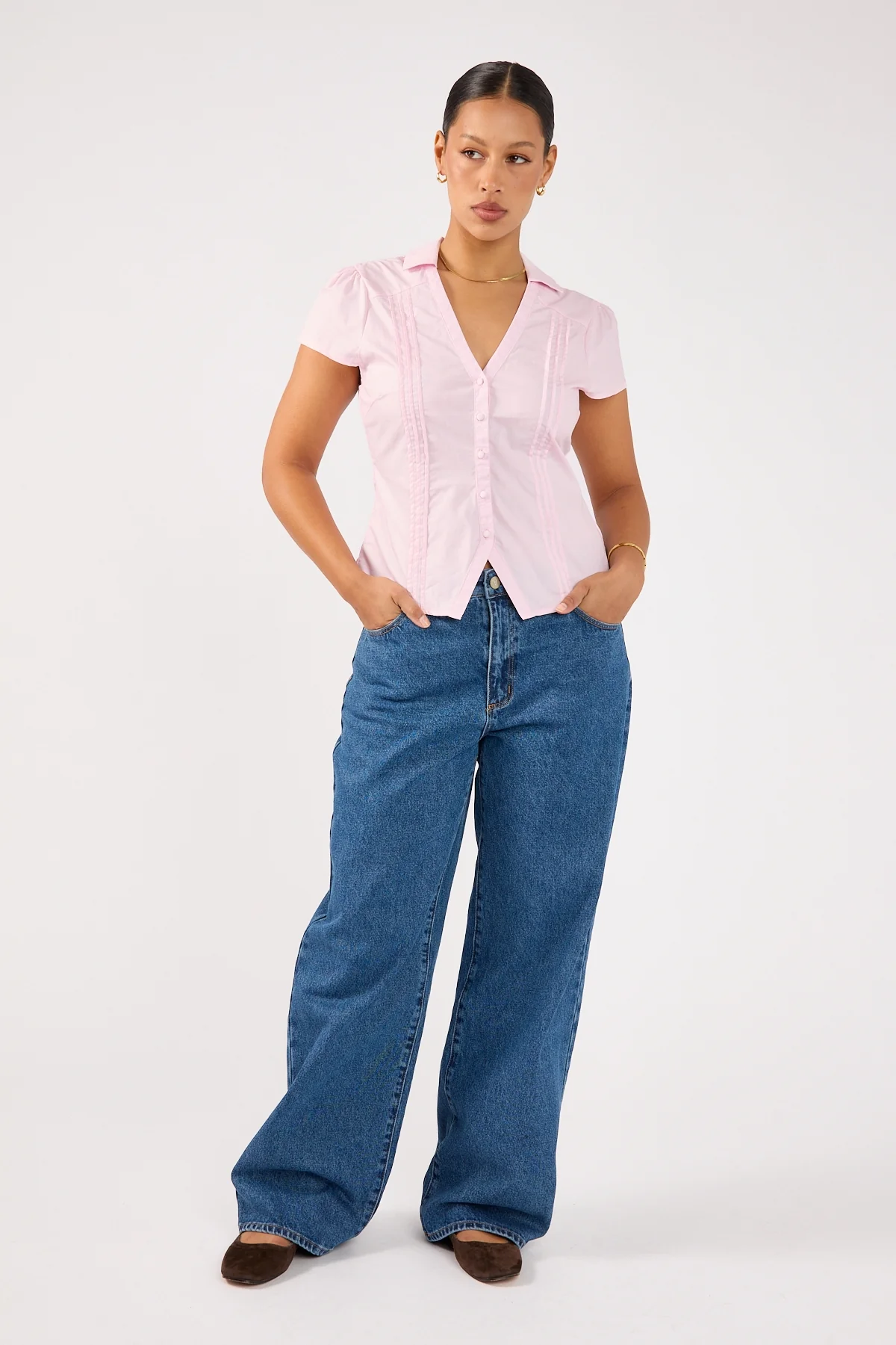 Perfect Stranger Koa Short Sleeve Blouse Pink - Image 4