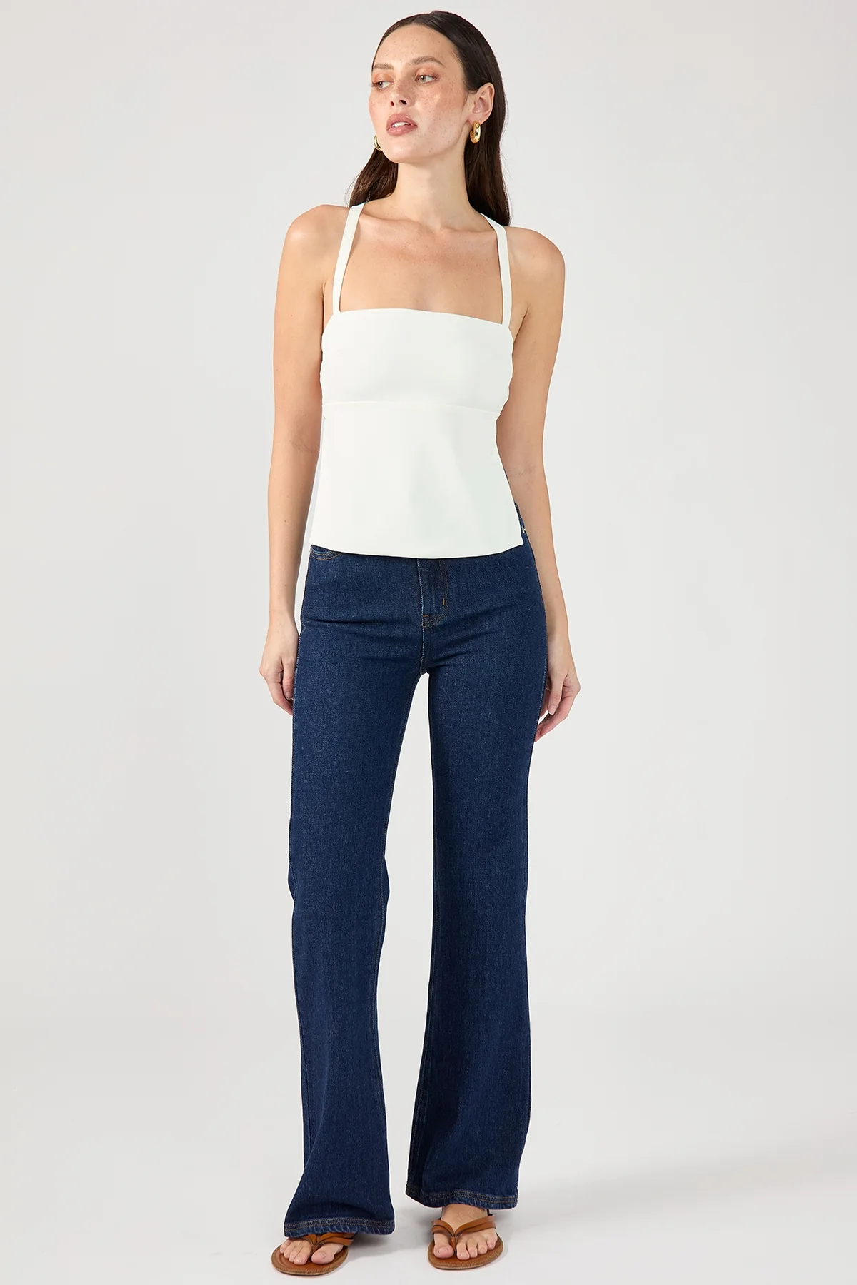 Perfect Stranger Lace Up Back Tie Top White - Image 2