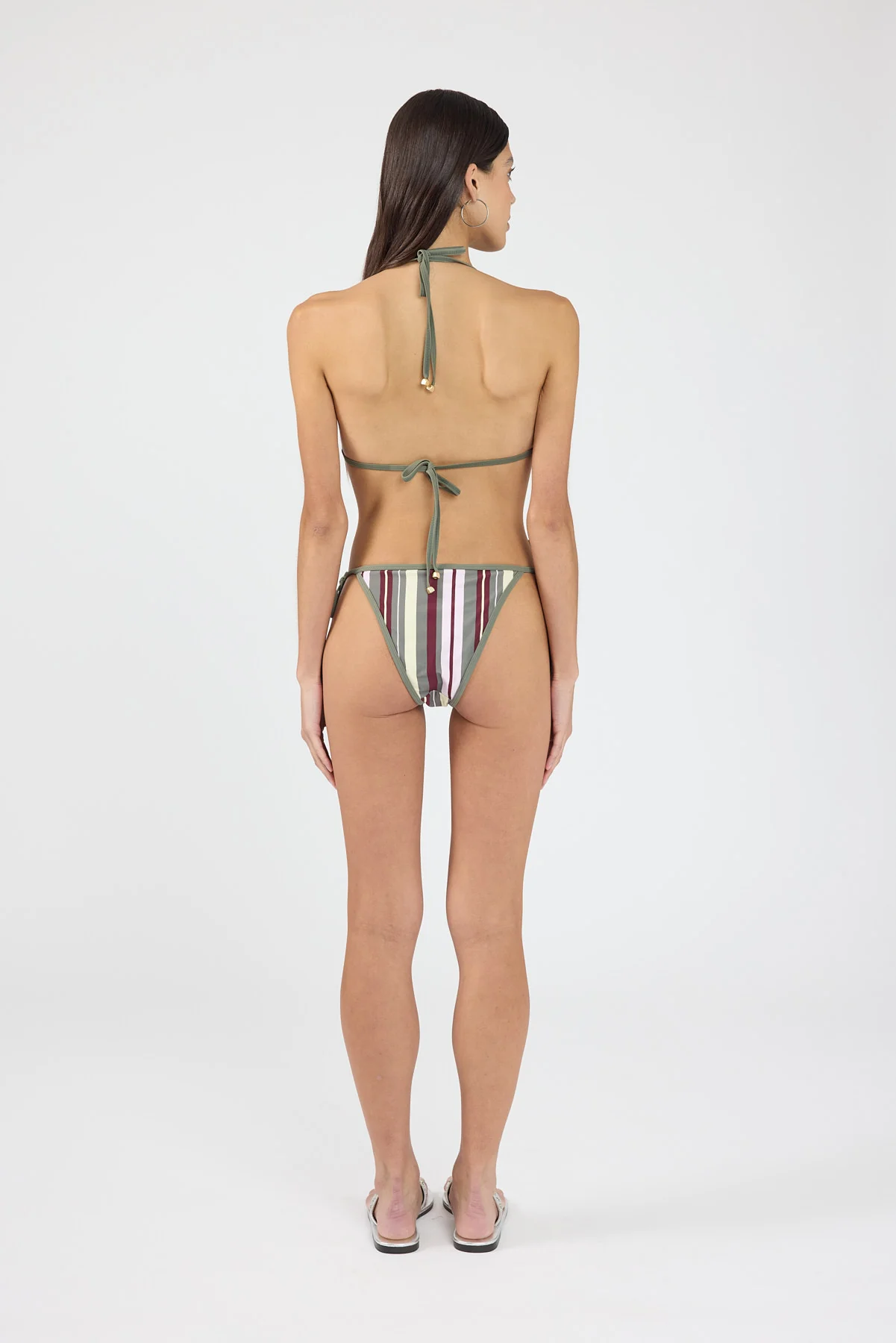 Perfect Stranger Lani Halter Bikini Top Khaki Stripe - Image 3