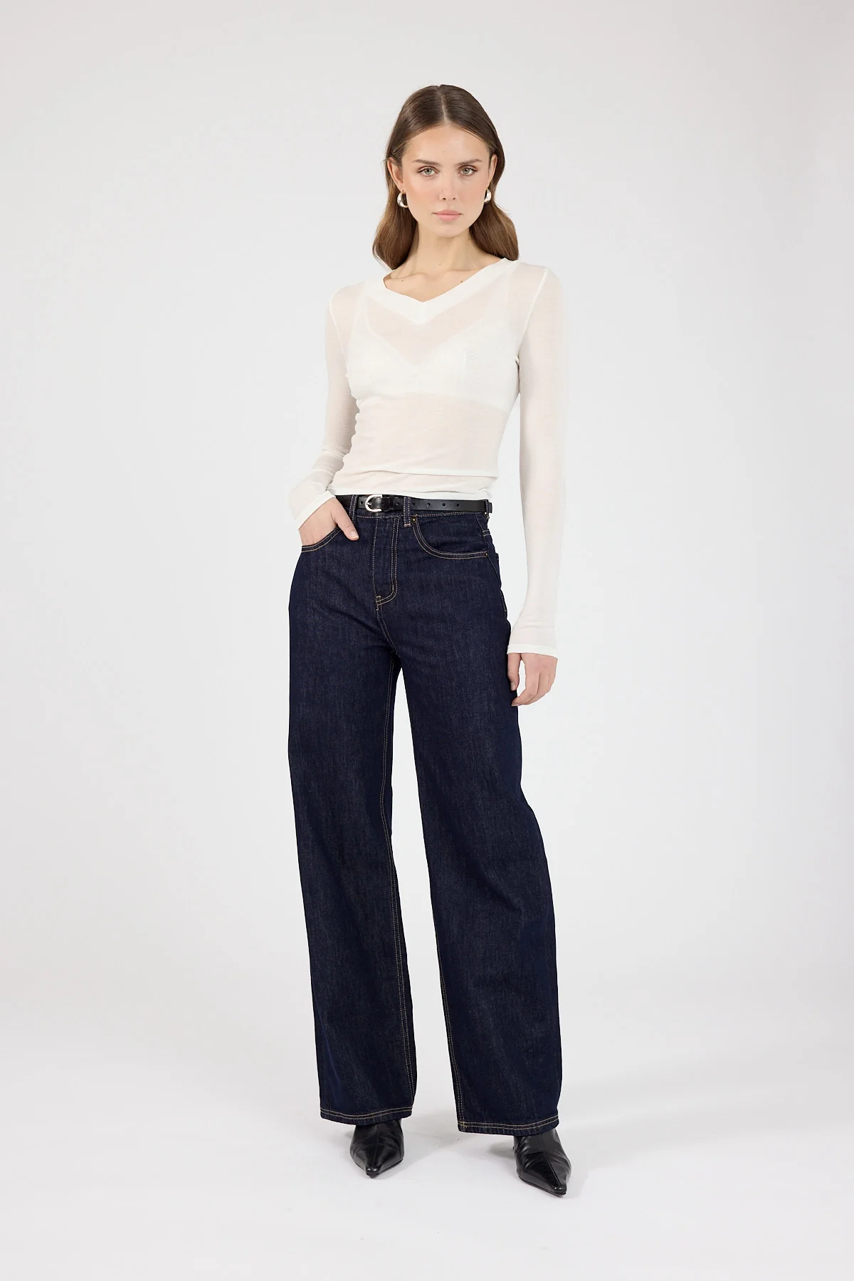 Perfect Stranger Lara Long Sleeve Sheer Top White