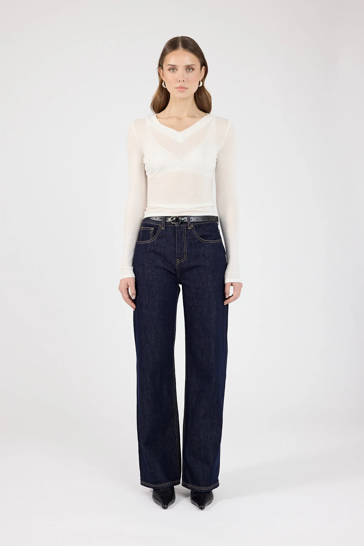 Perfect Stranger Lara Long Sleeve Sheer Top White - Image 3