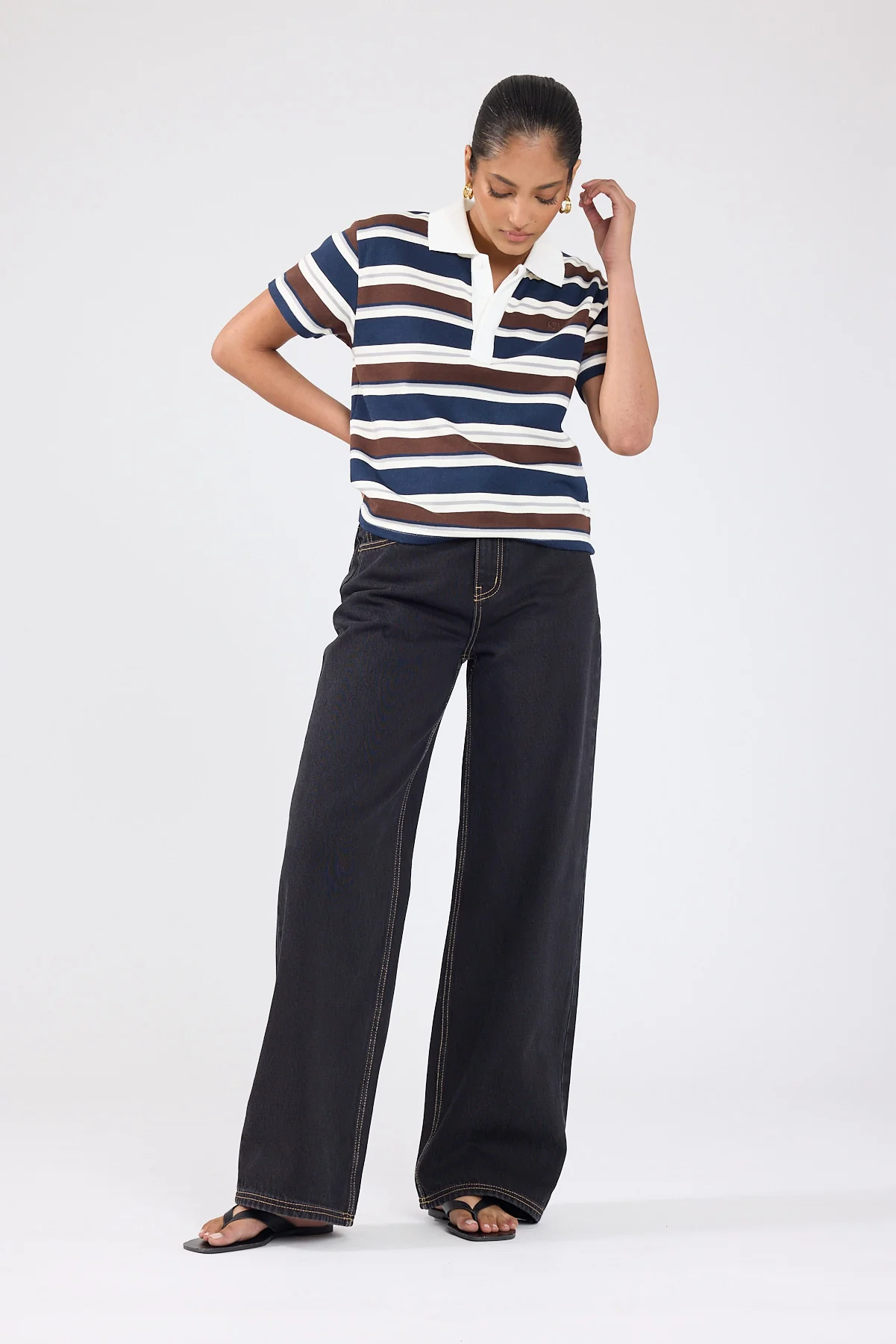 Perfect Stranger Lennon Polo T-shirt Blue Stripe - Image 7