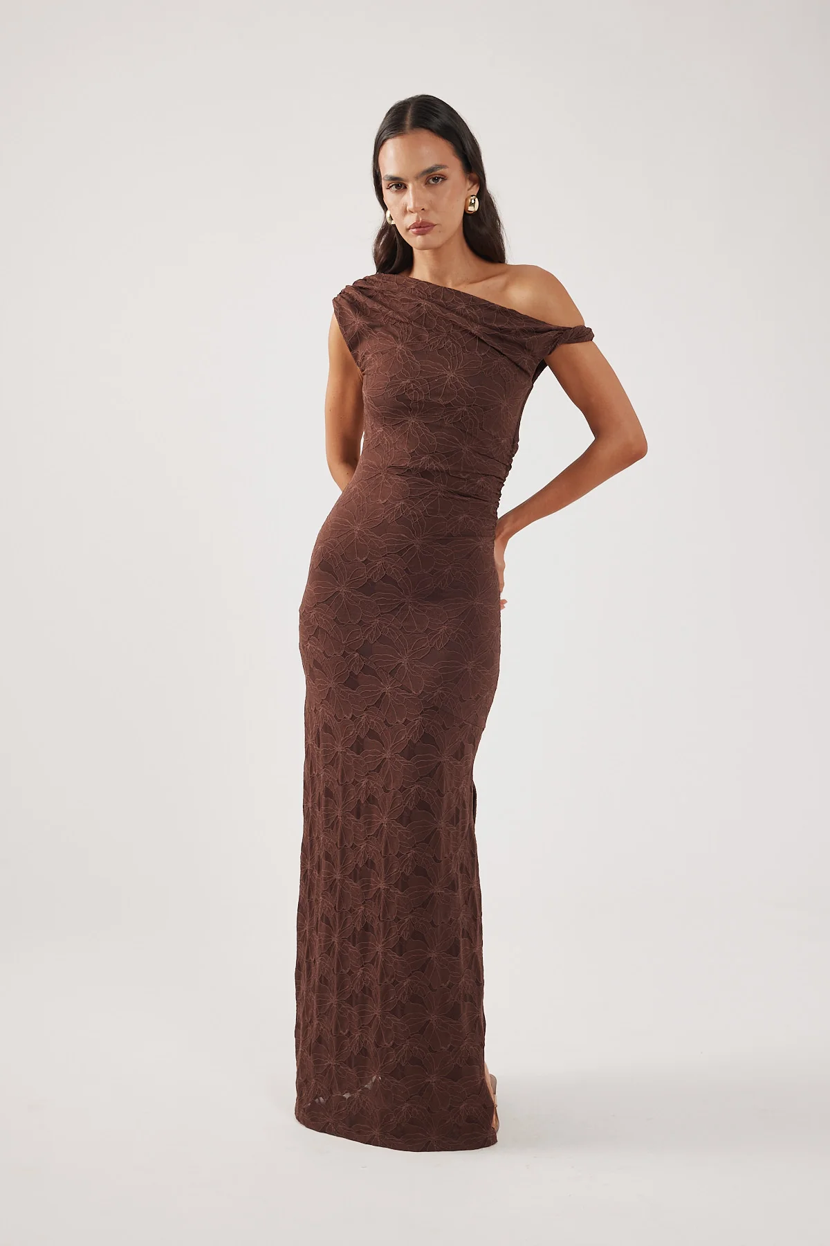 Perfect Stranger Lilo Lace Maxi Dress Brown - Image 4
