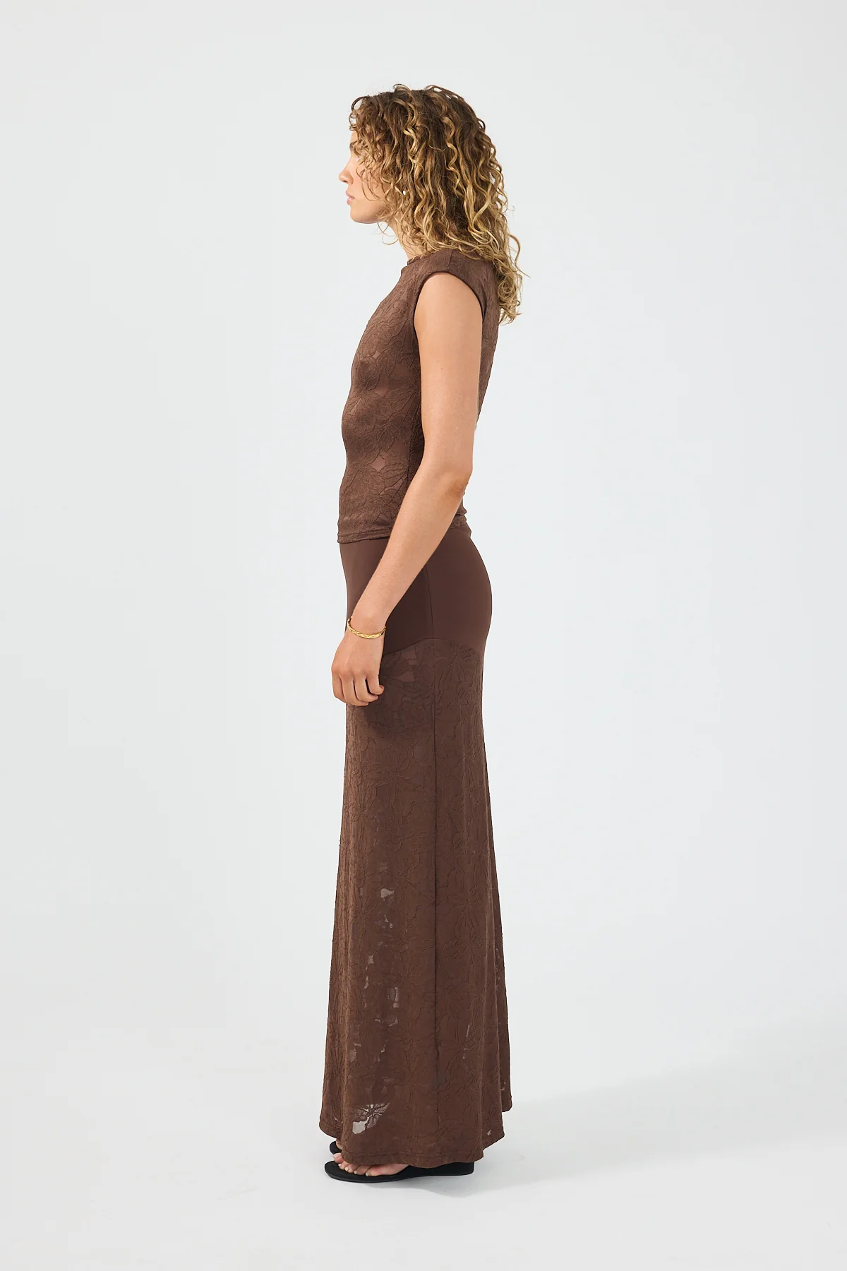 Perfect Stranger Lilo Lace Midi Skirt Brown - Image 3