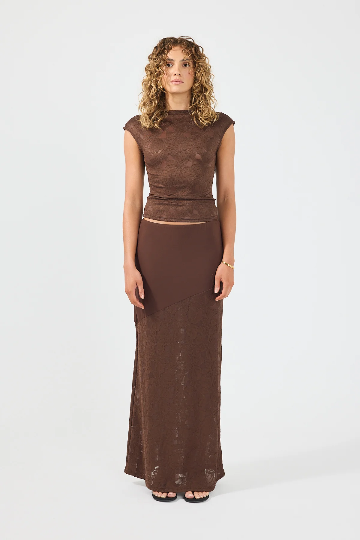 Perfect Stranger Lilo Lace Top Brown
