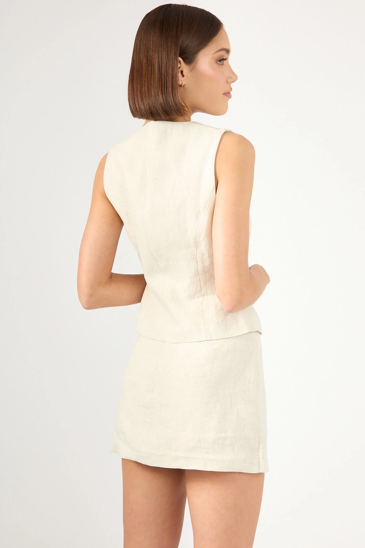 Perfect Stranger Linen Tie Up Skort Oat - Image 6