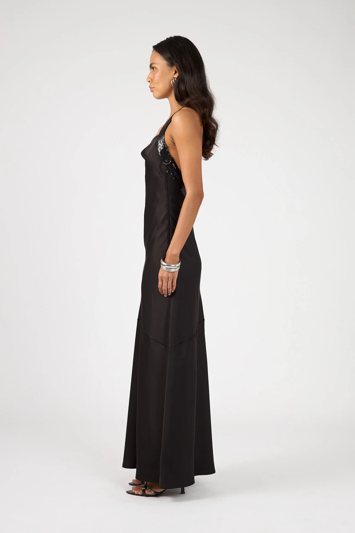 Perfect Stranger Lolli Satin Maxi Dress Black - Image 9