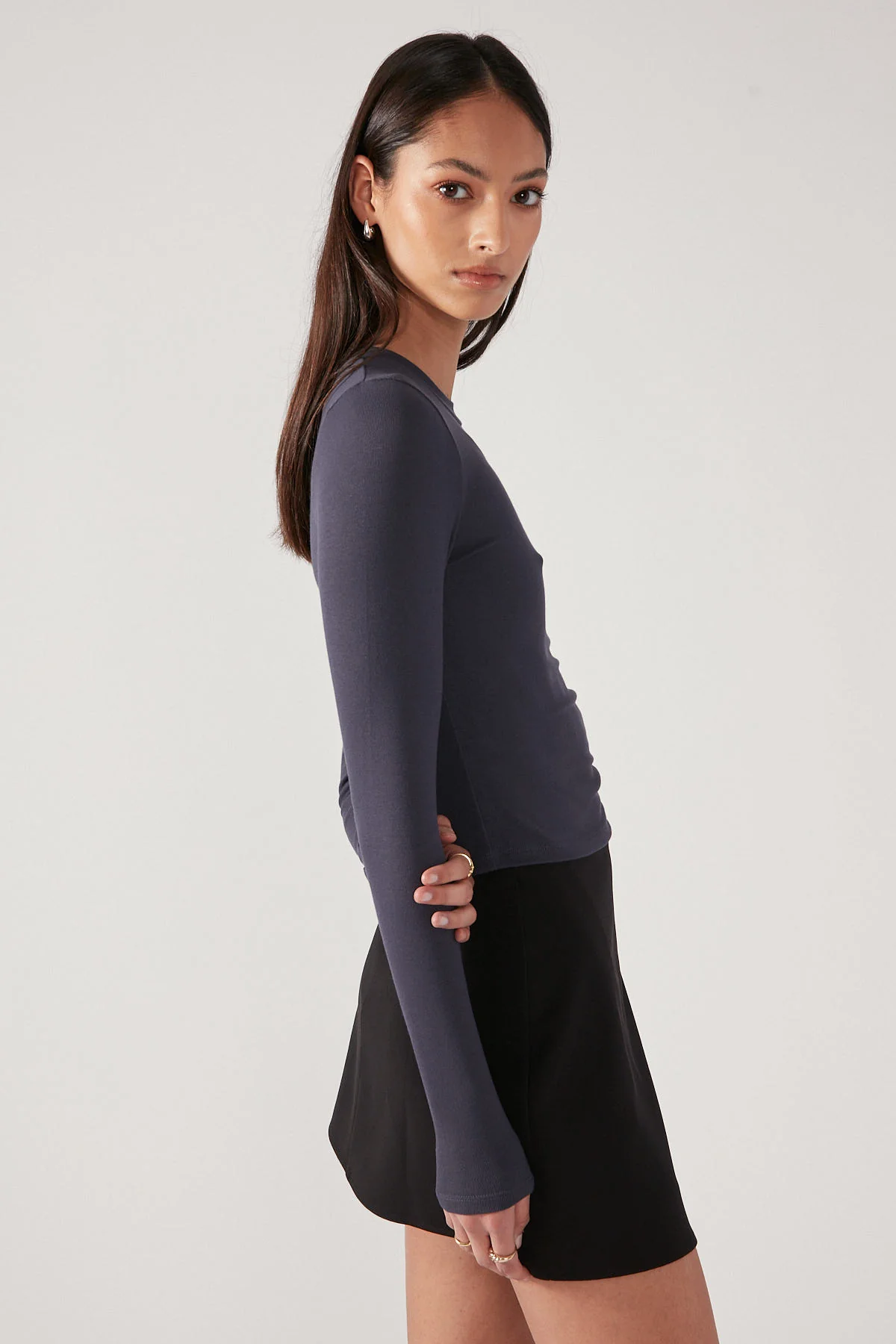 Perfect Stranger Long Sleeve Top Charcoal - Image 3